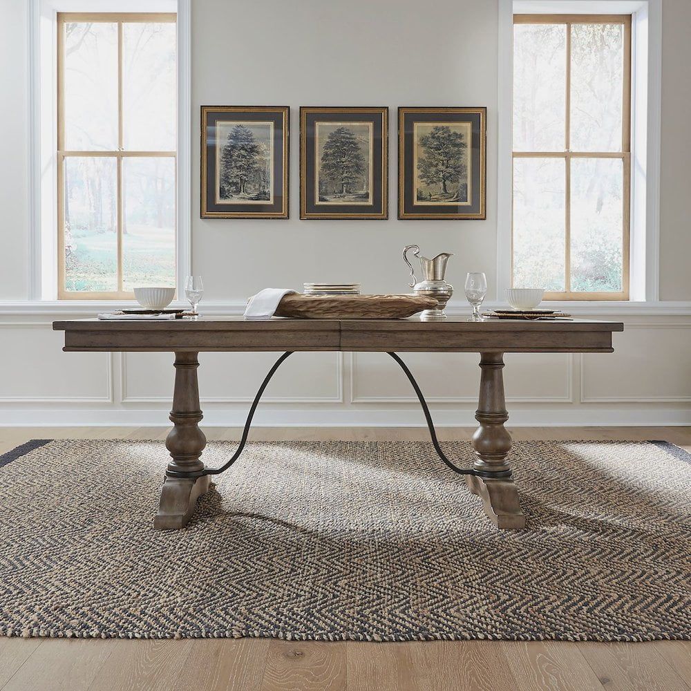 Dusty Taupe Extendable Farmhouse Wood Dining Table