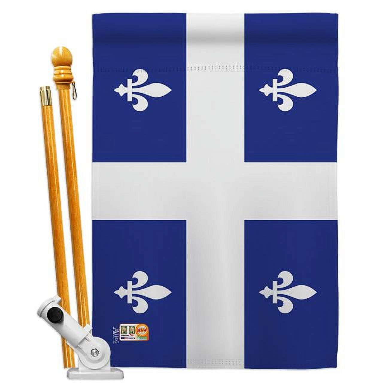 Quebec Canada Provinces Double-Sided House Flag Set with Pole