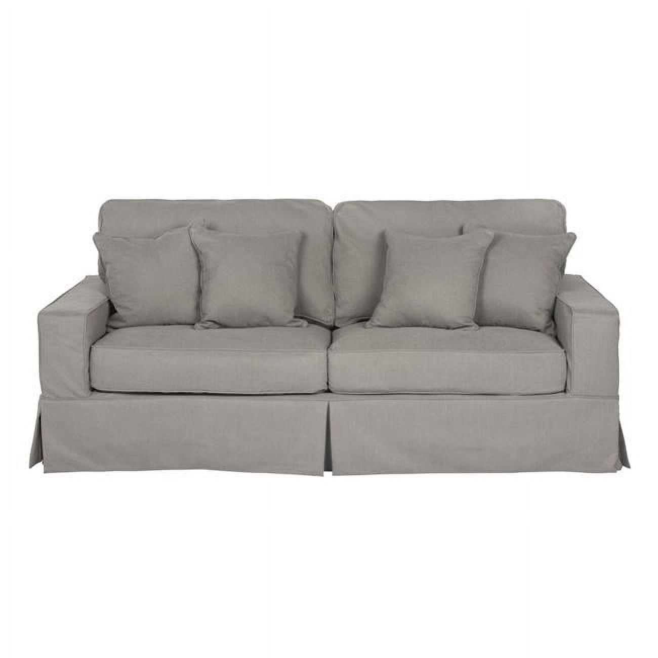 Peyton Slate Fabric Slipcovered Sofa with Track Arms