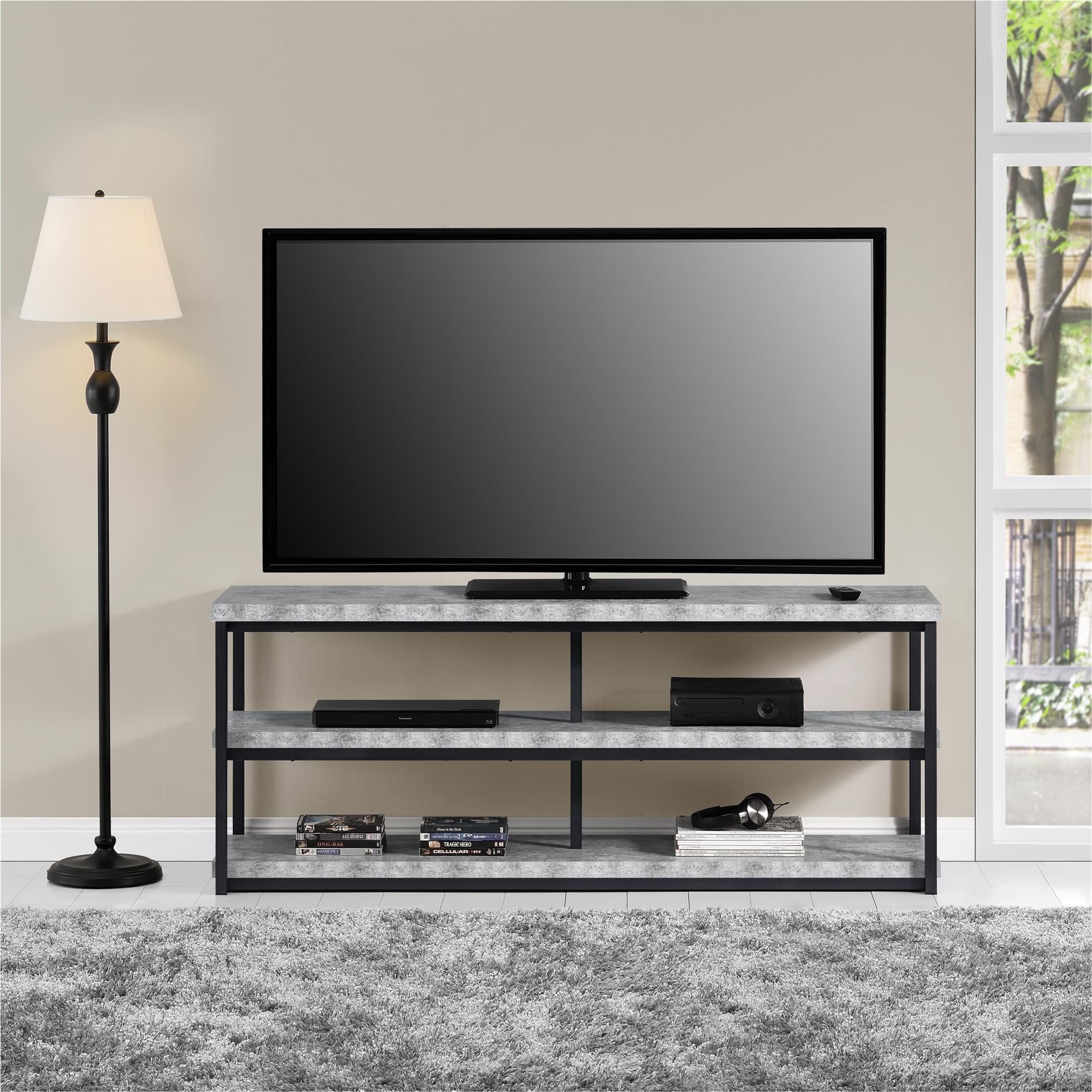 Ashlar Light Concrete and Metal TV Stand for 65" TVs