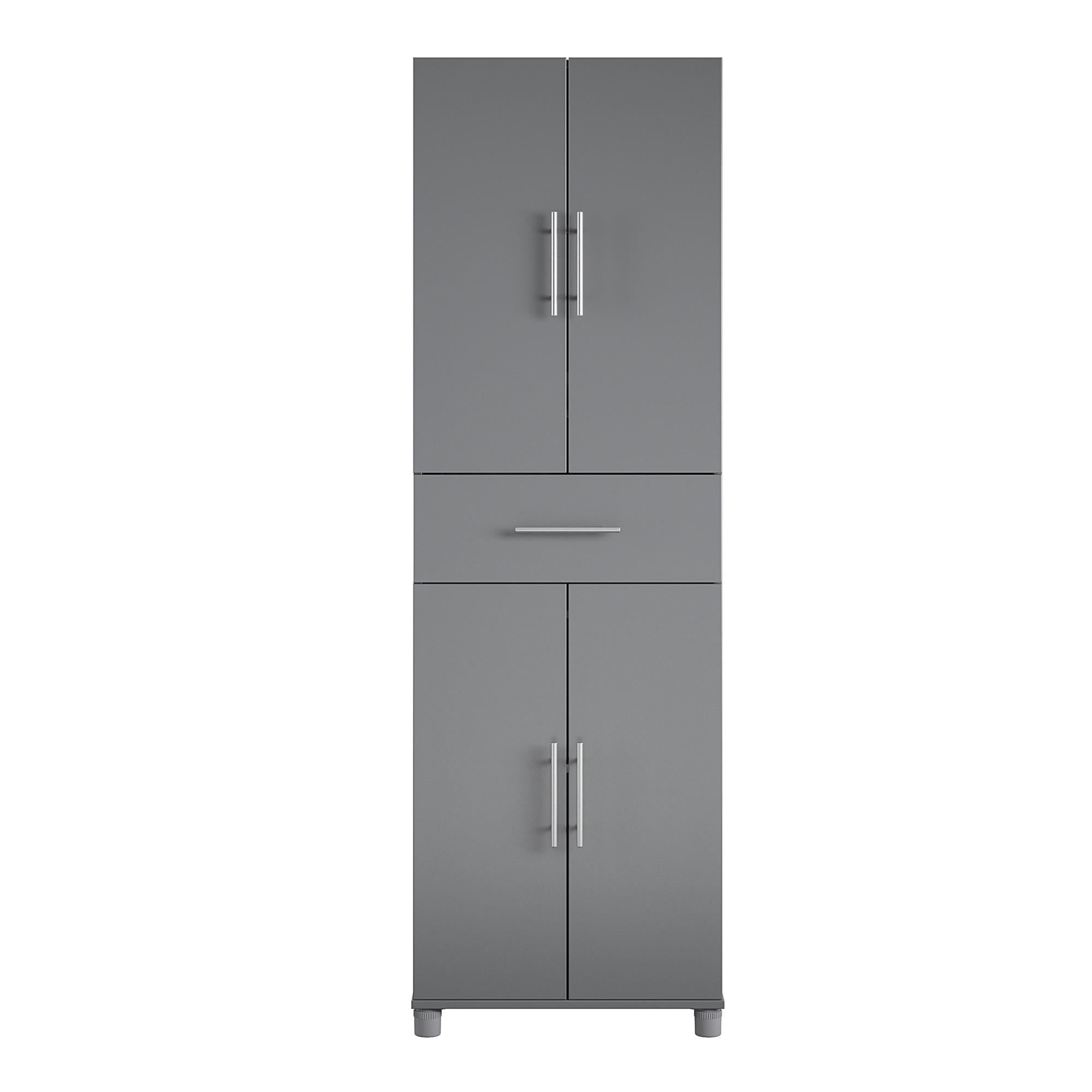 Graphite Gray Freestanding Storage Cabinet with Adjustable Shelves