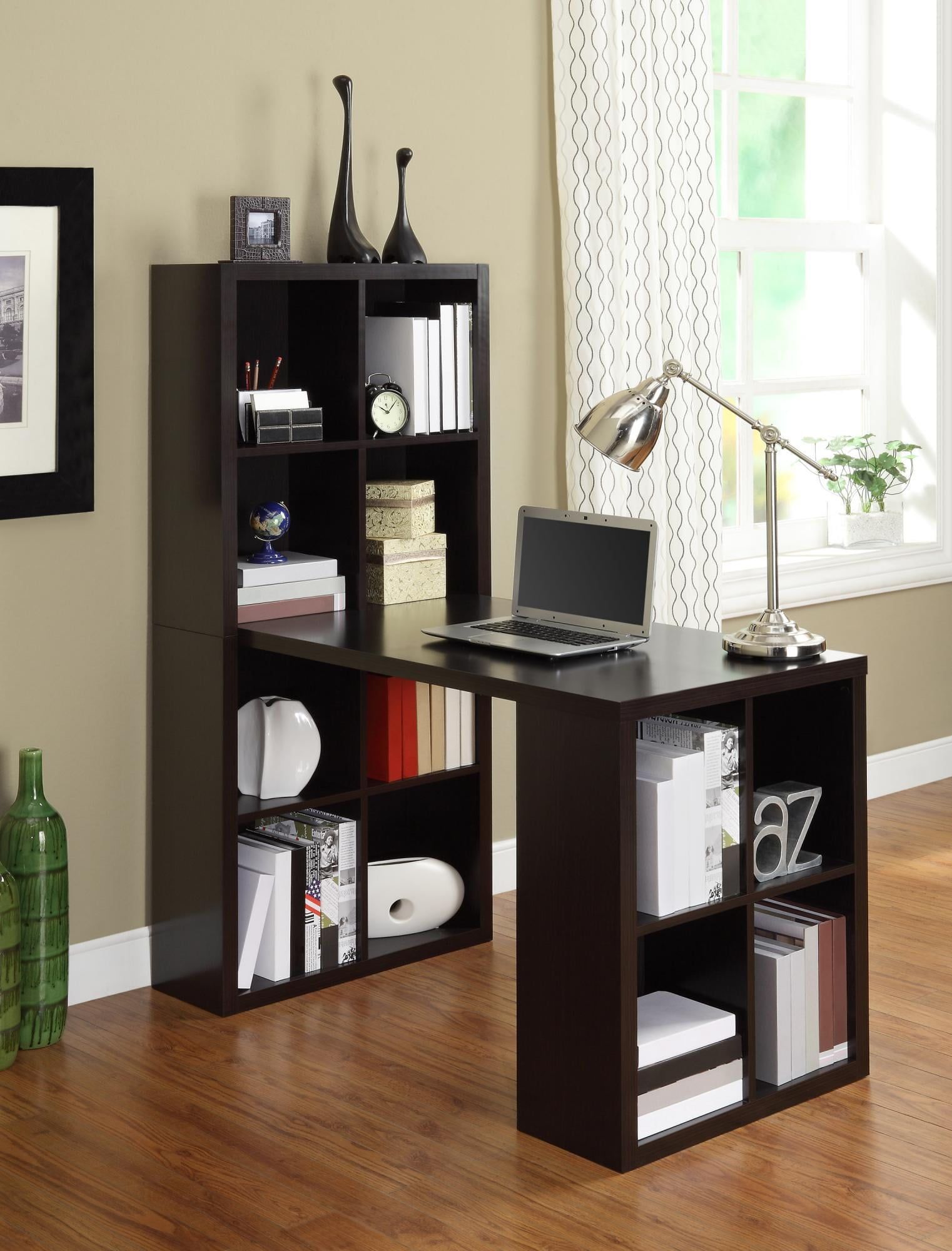 Espresso Engineered Wood Large Craft Desk with Ample Storage