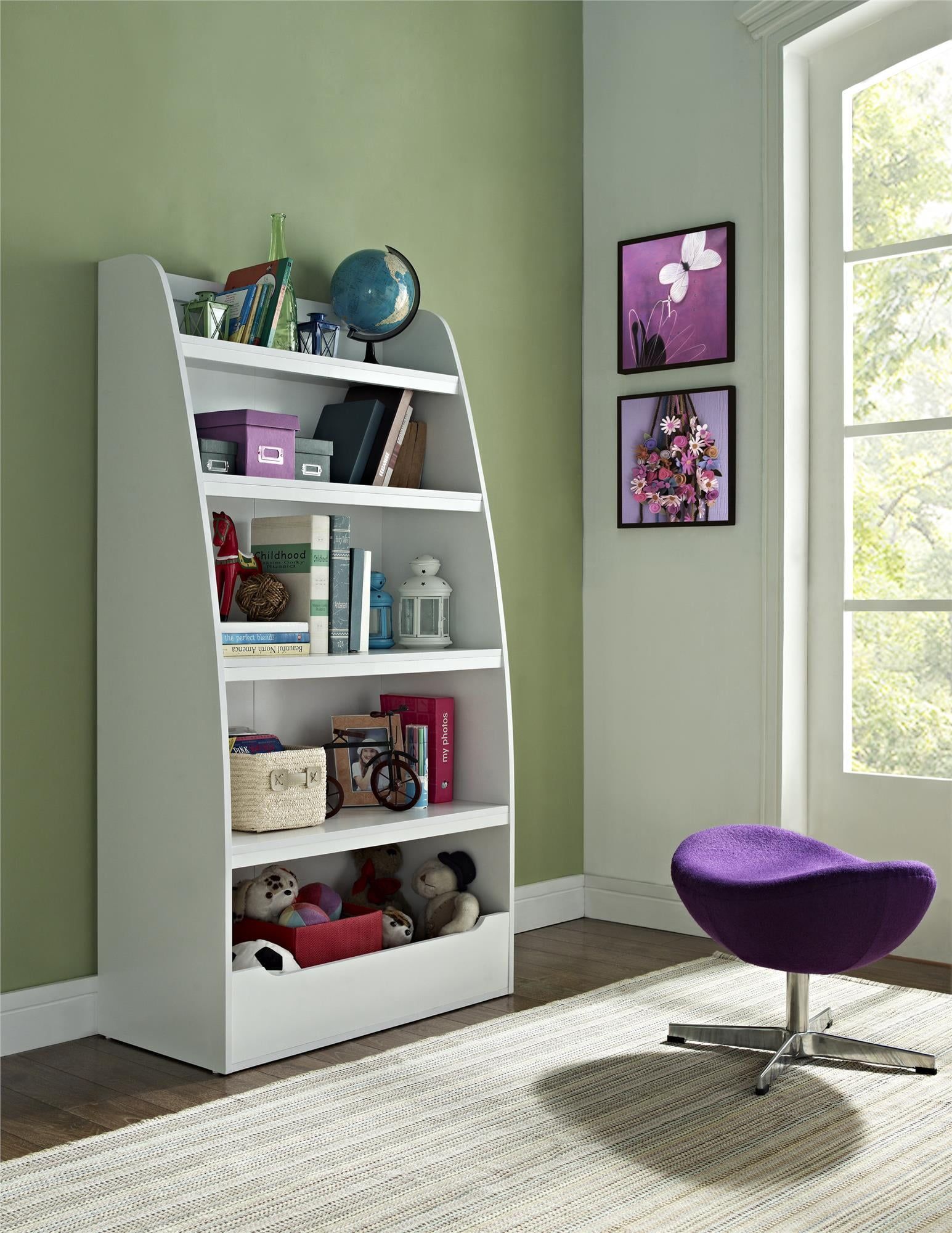 Mia White Composite Kids' 4-Shelf Bookcase