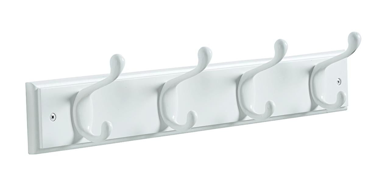 White 18-Inch Metal Traditional Hook Rack