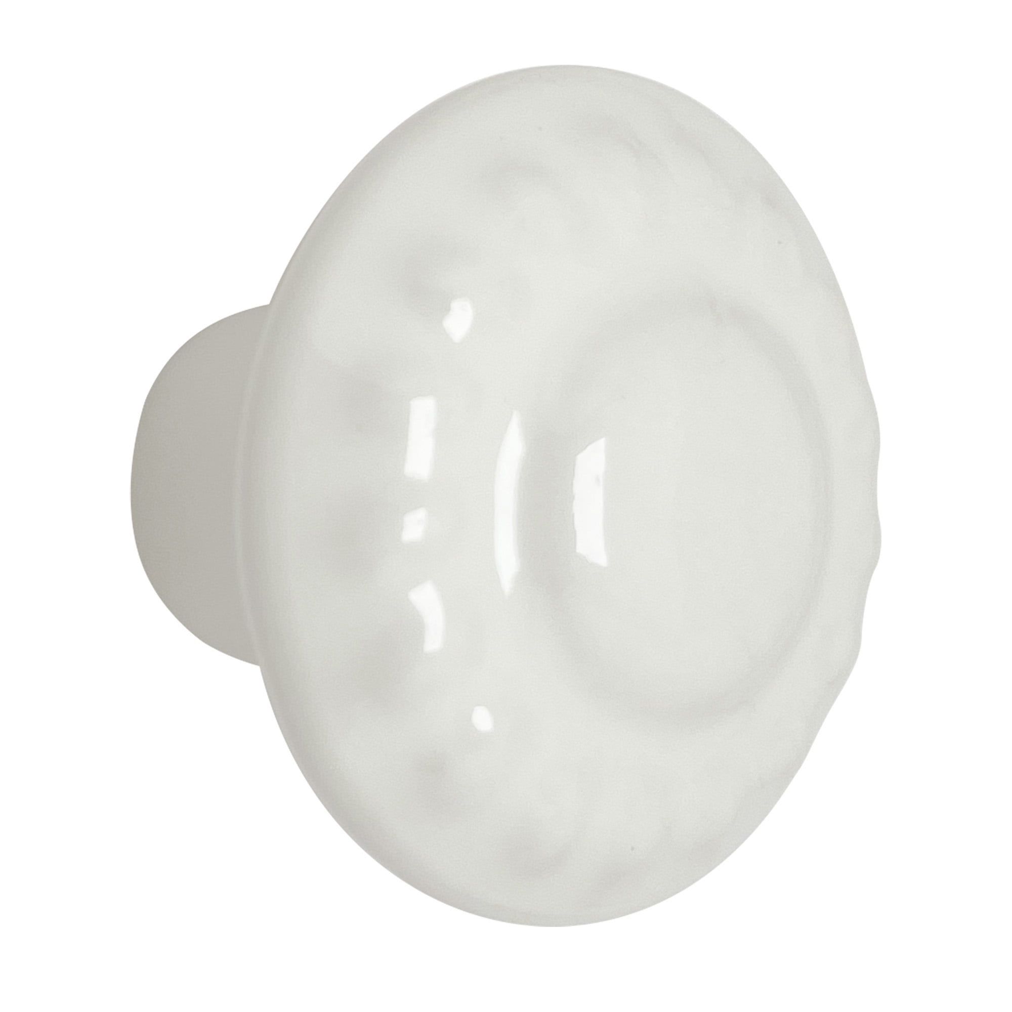 White Ceramic Round Cabinet Knob with Mounting Hardware