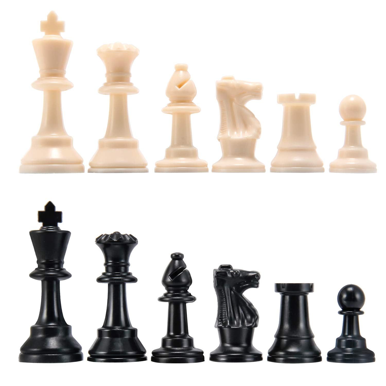 Classic Black and White Plastic Chess Pieces Set with 3.75” King