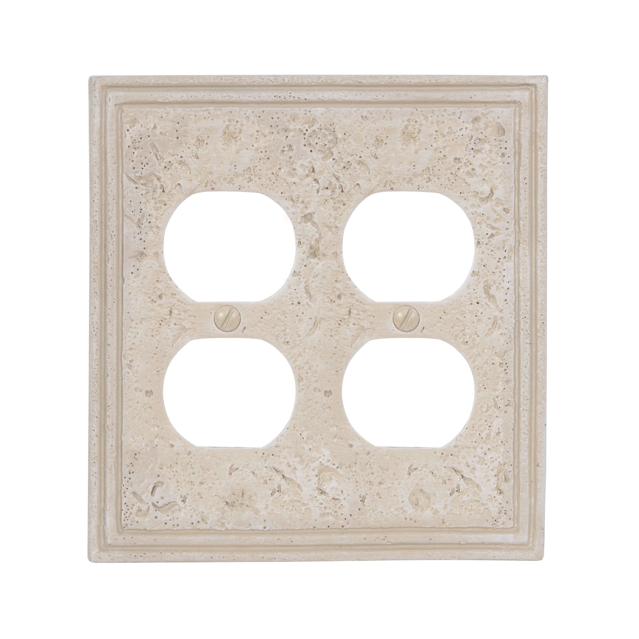 Crème Faux Stone 2-Gang Duplex Outlet Wall Plate