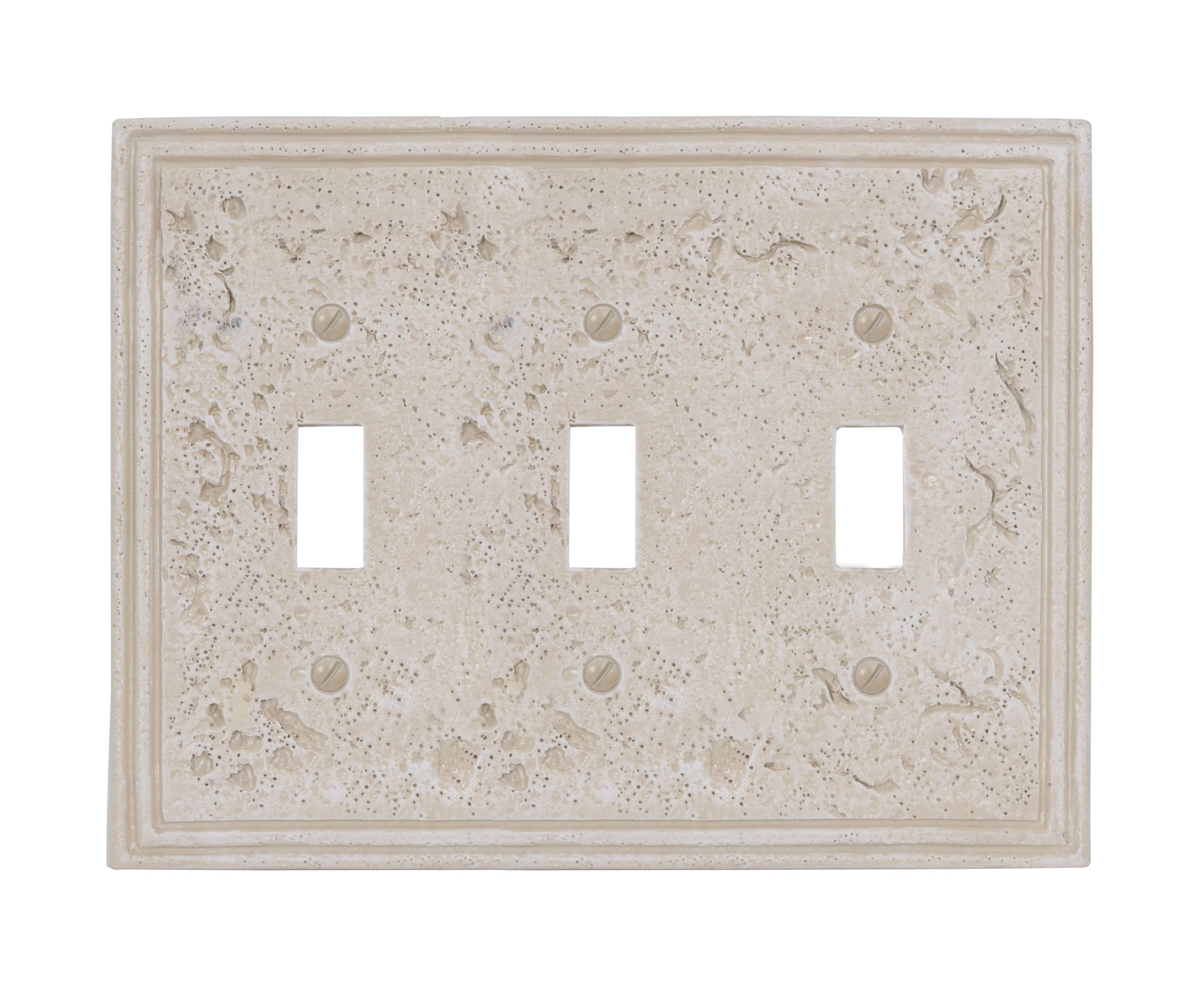 Almond Faux Stone Triple Toggle Resin Wallplate