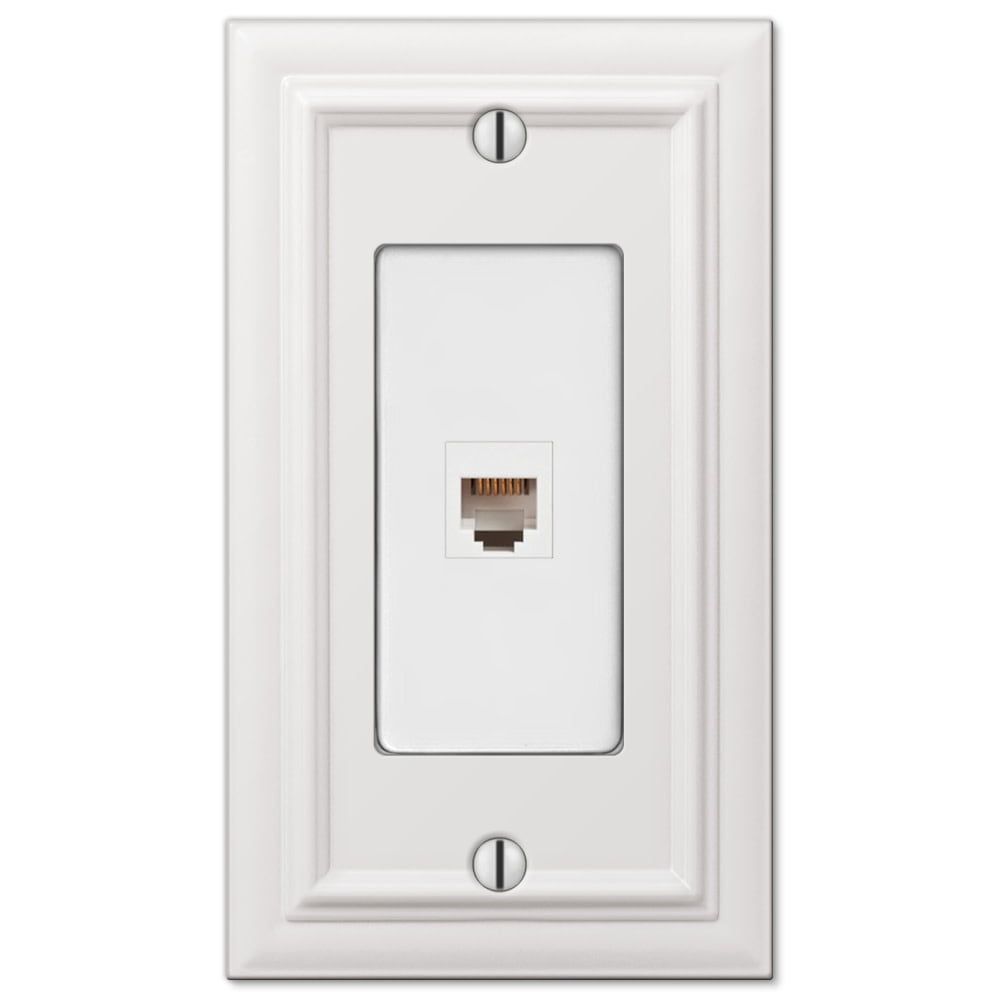 White Cast Metal Single Telephone Jack Wallplate