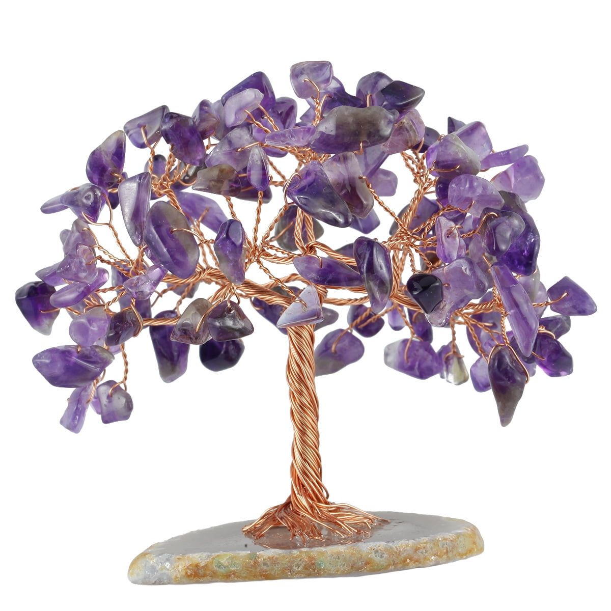 Amethyst Crystal Bonsai Tree with Fluorite Base for Feng Shui