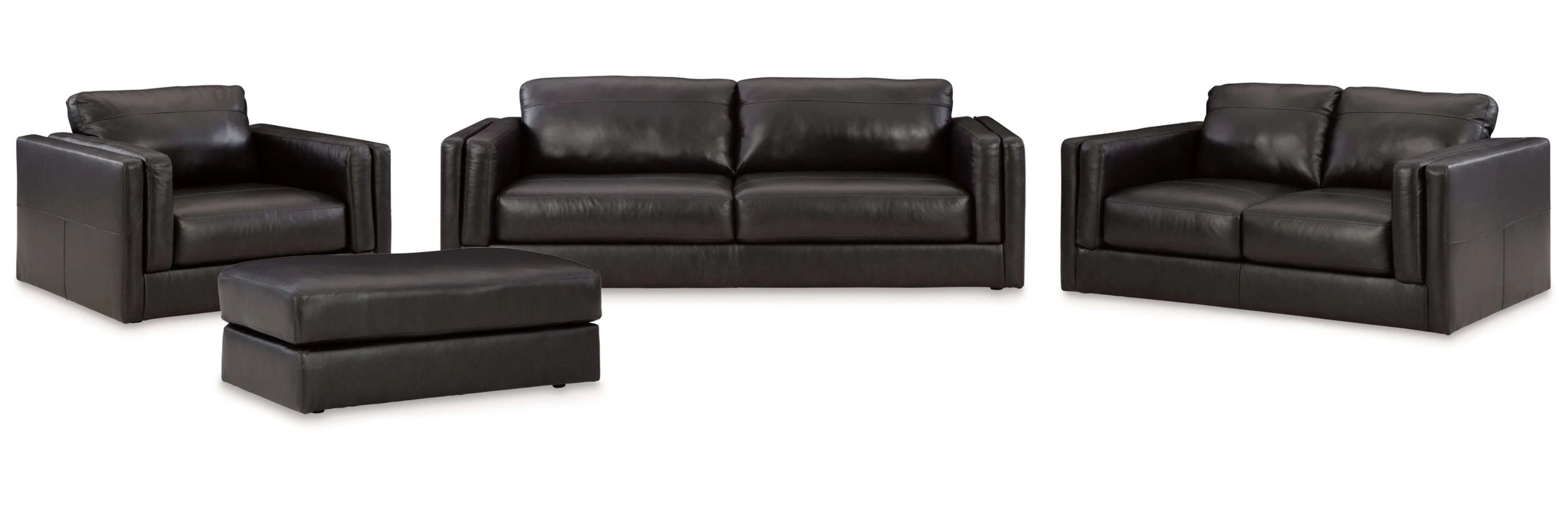 Amiata Black Faux Leather Pillow-top Arm Sofa