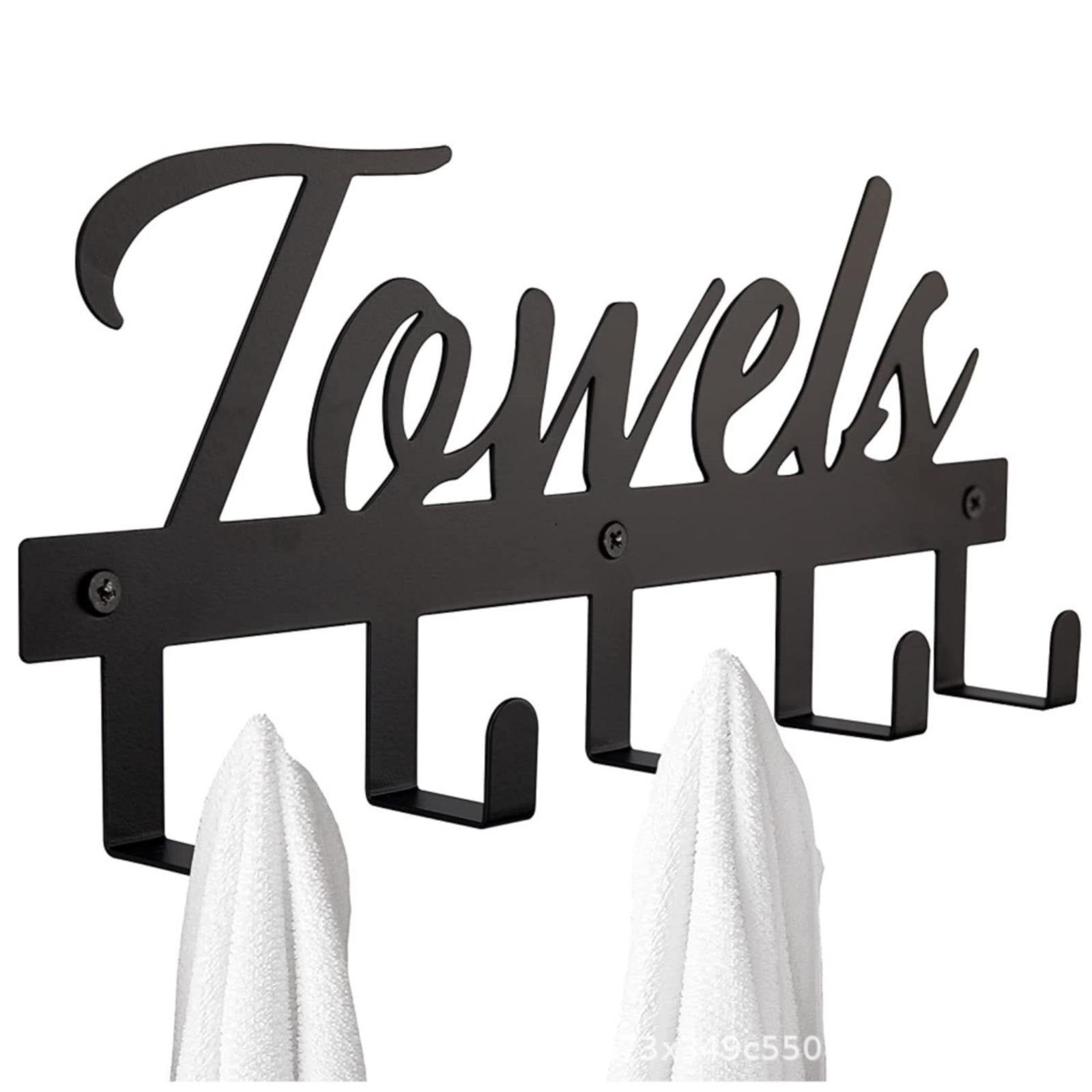 Black Metal Wall Mounted Towel Hook Rack