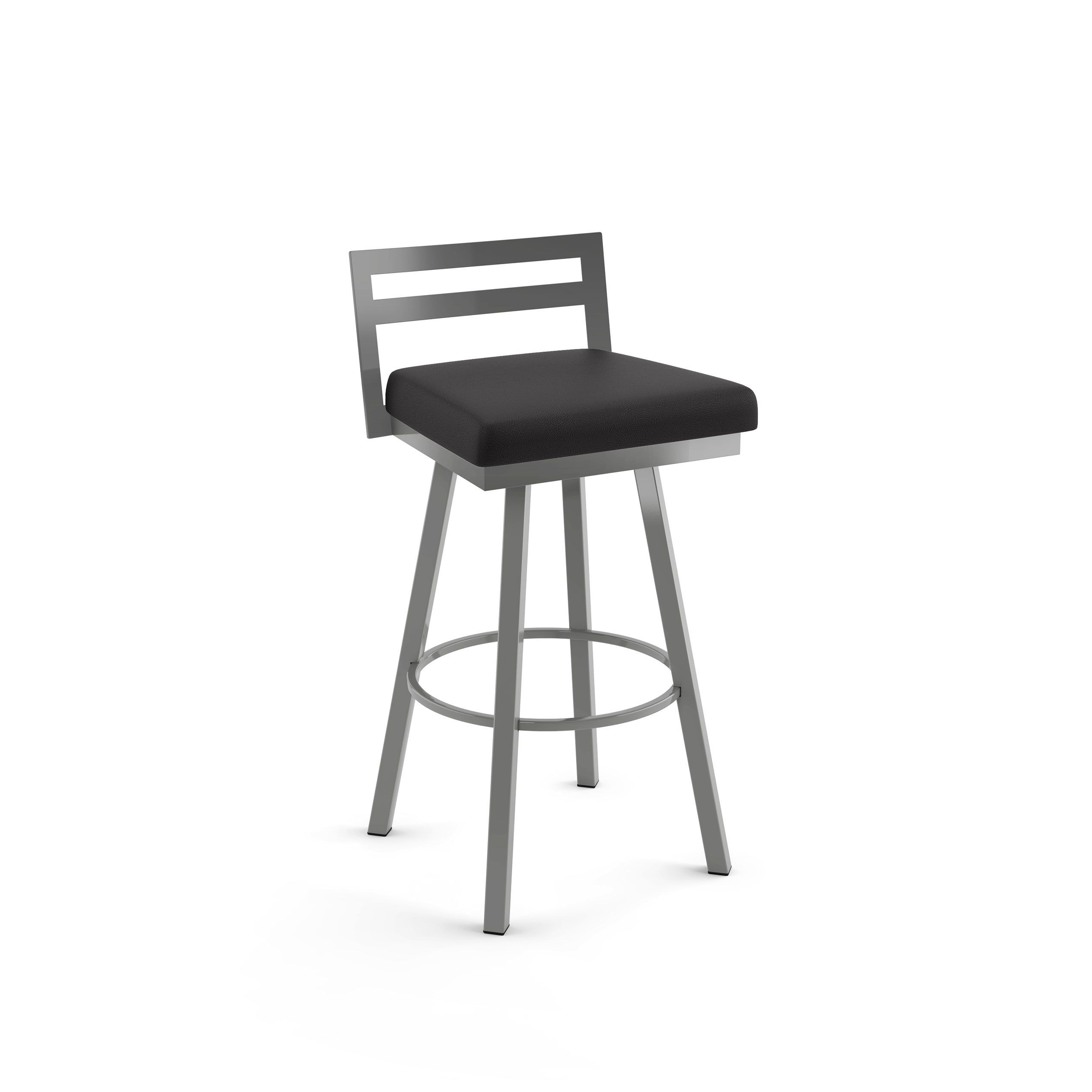 Black Faux Leather Swivel Counter Stool with Metallic Frame