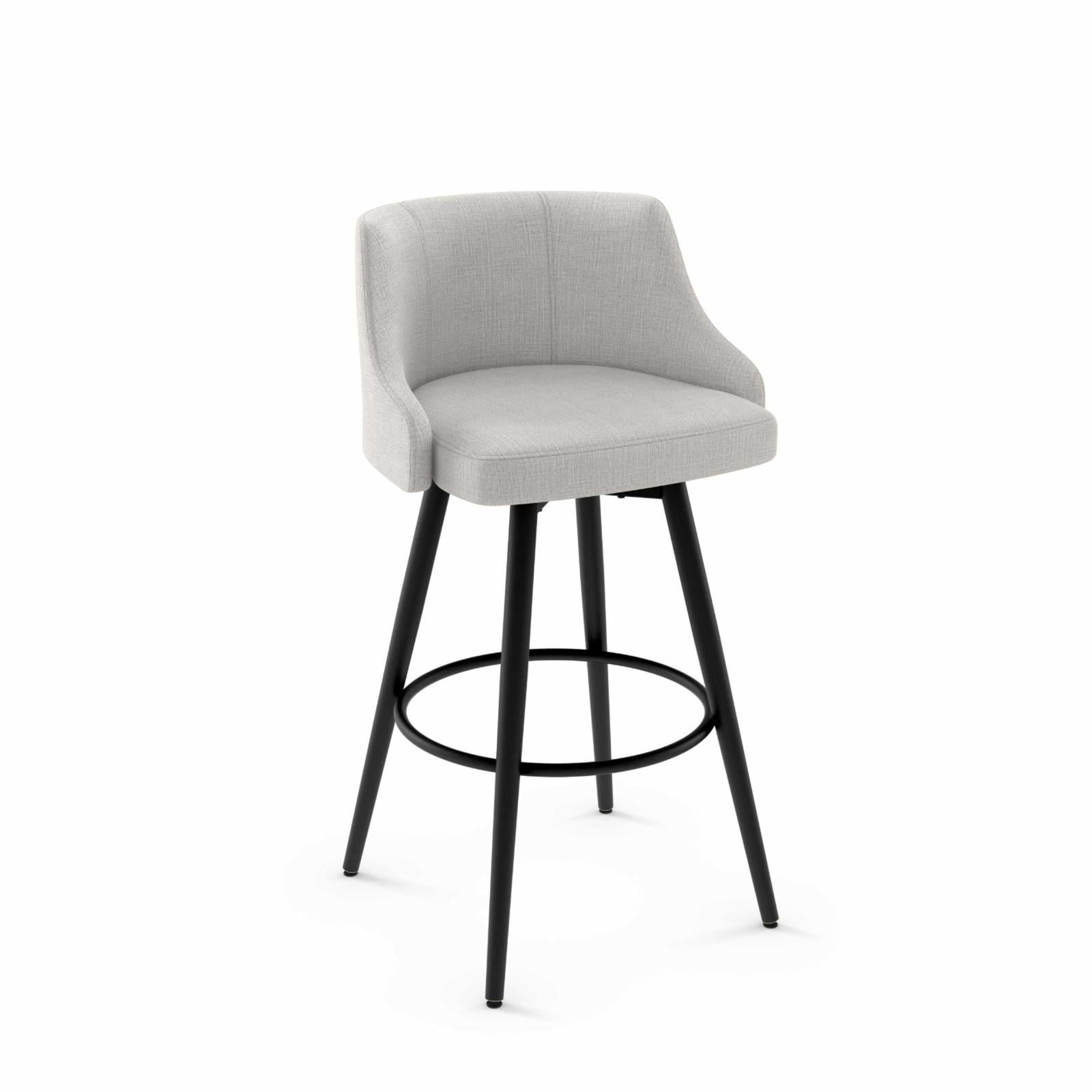 Pale Grey Polyester and Metal Swivel Counter Stool