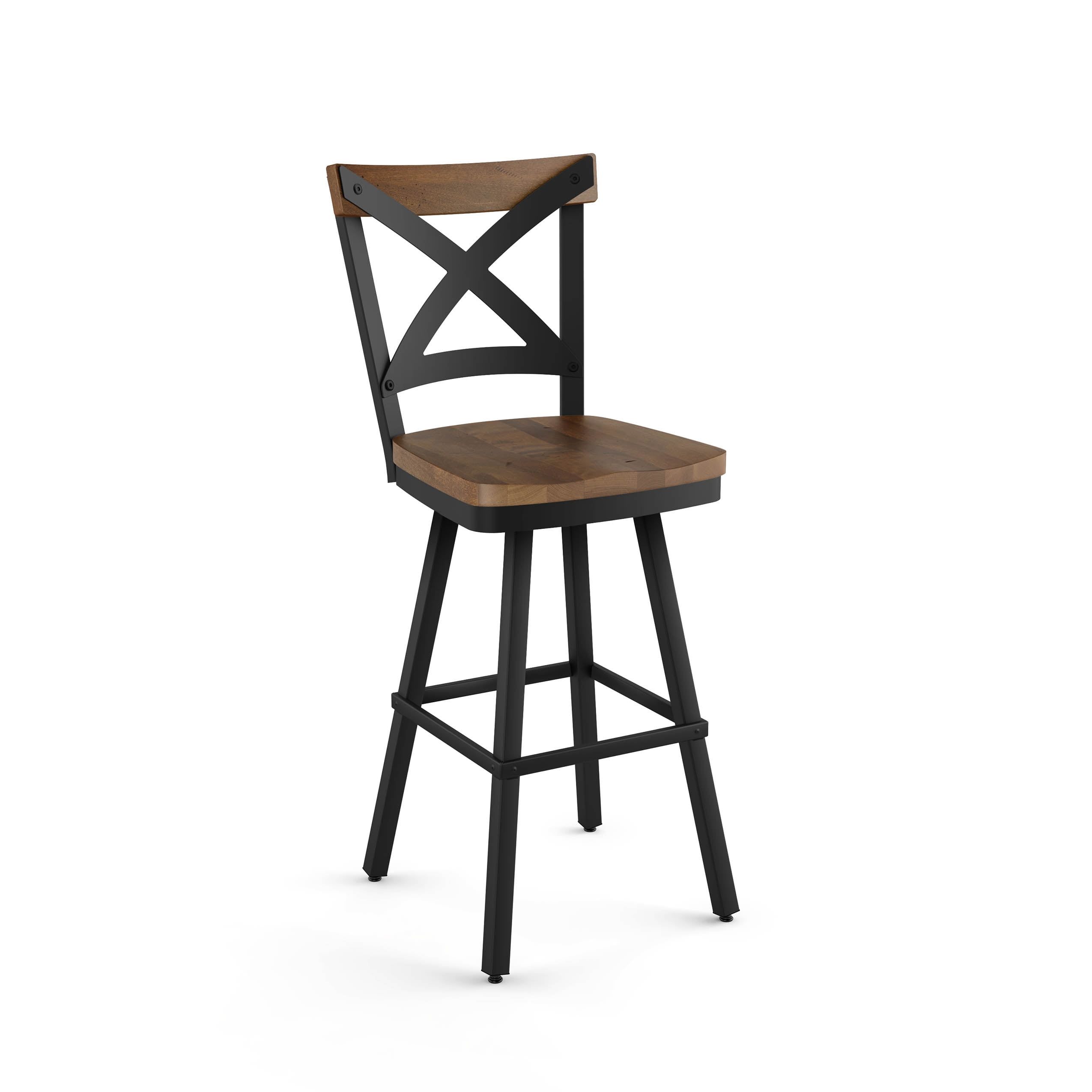 Jasper Light Brown and Black Swivel Bar Stool with Metal Frame