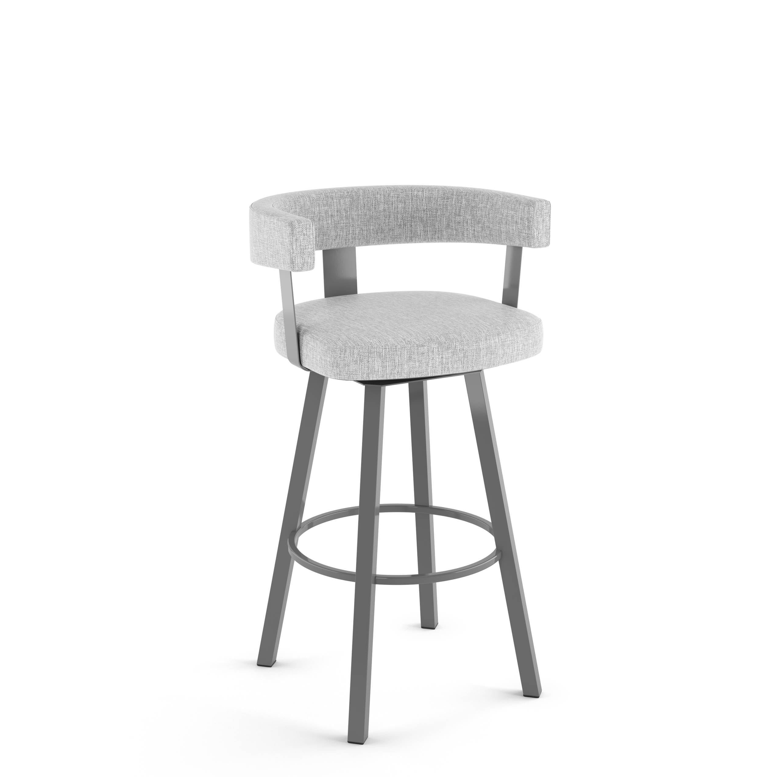 Parker 26'' Swivel Counter Stool in Grey White Polyester and Metallic Grey Metal