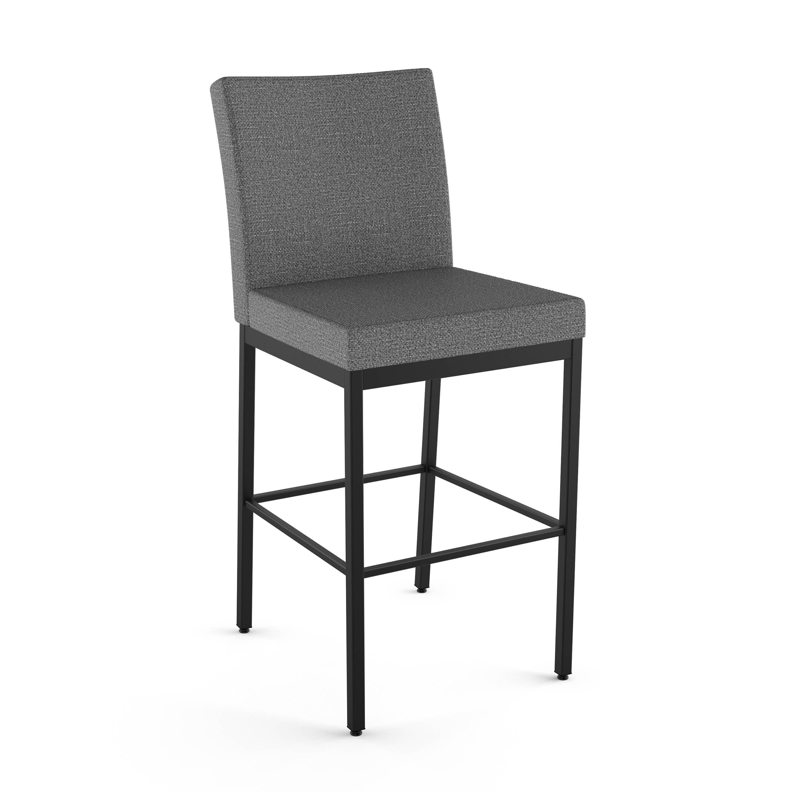 Grey Woven Fabric and Black Metal 26" Counter Stool