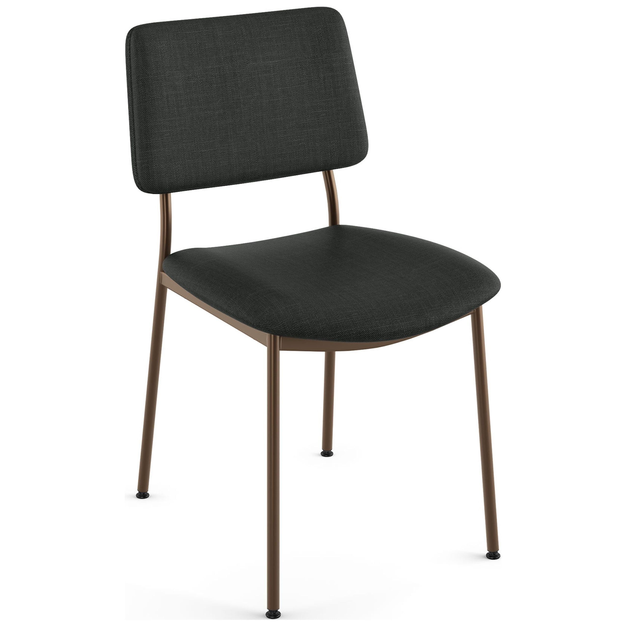 High Back Black Polyester and Bronze Metal Side Chair