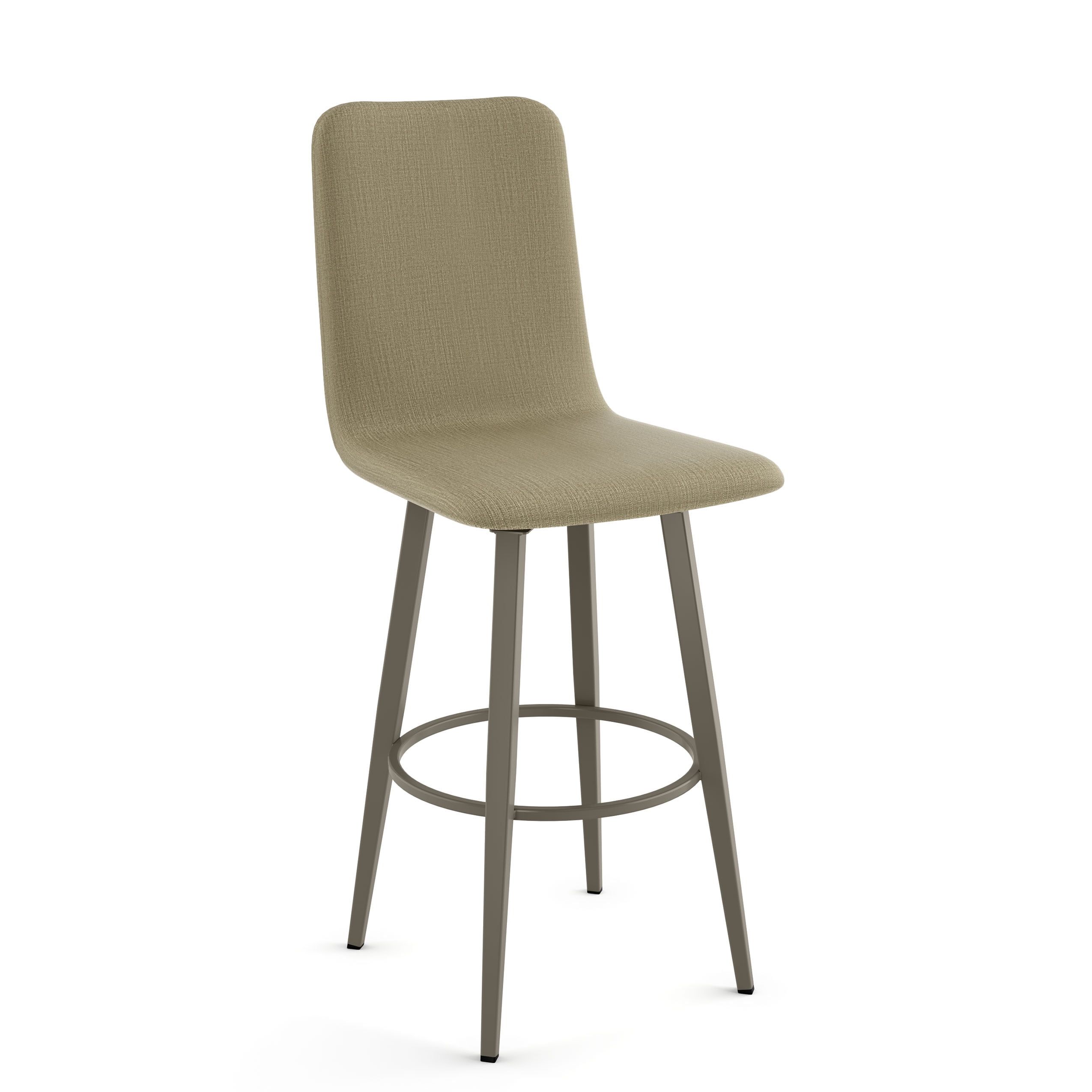 Sophisticated Beige Fabric & Grey Metal Swivel Bar Stool