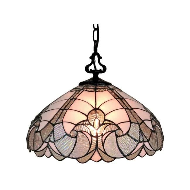 Elegant Tiffany-Style 18'' Glass Pendant Lamp in Dark Brown