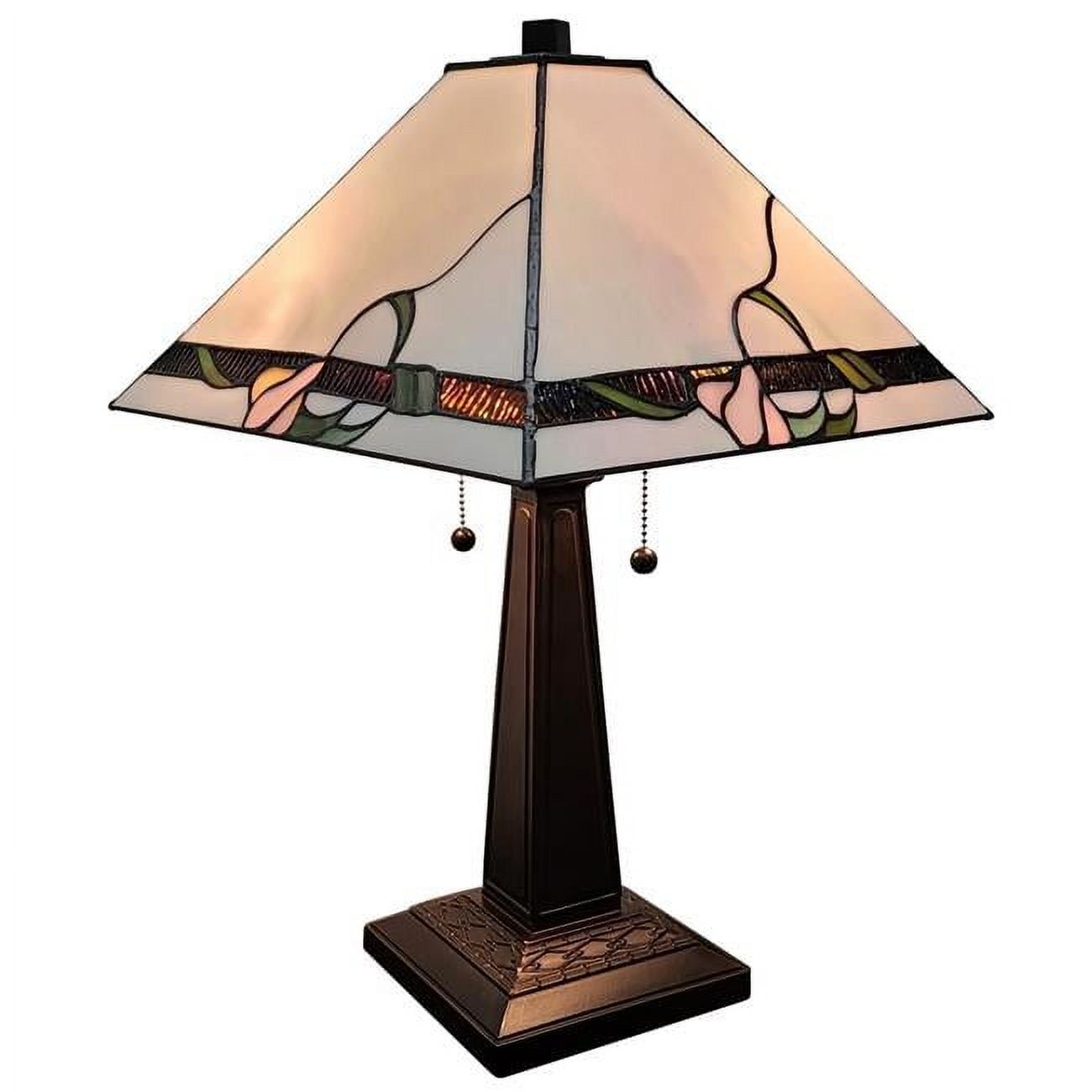 Multicolor Stained Glass Nightstand Lamp with Triangular Shade