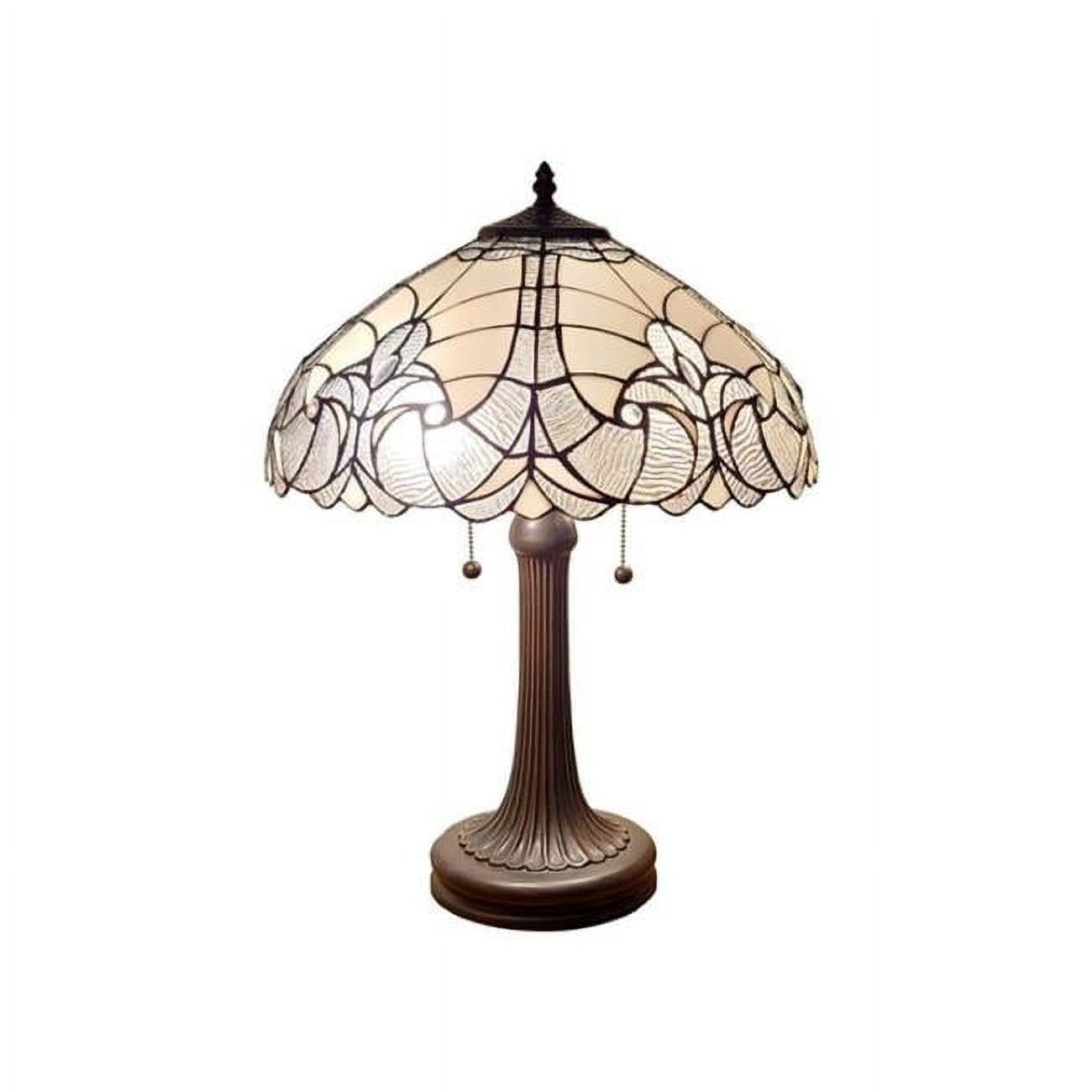 Amora 23" White Stained Glass Tiffany Table Lamp