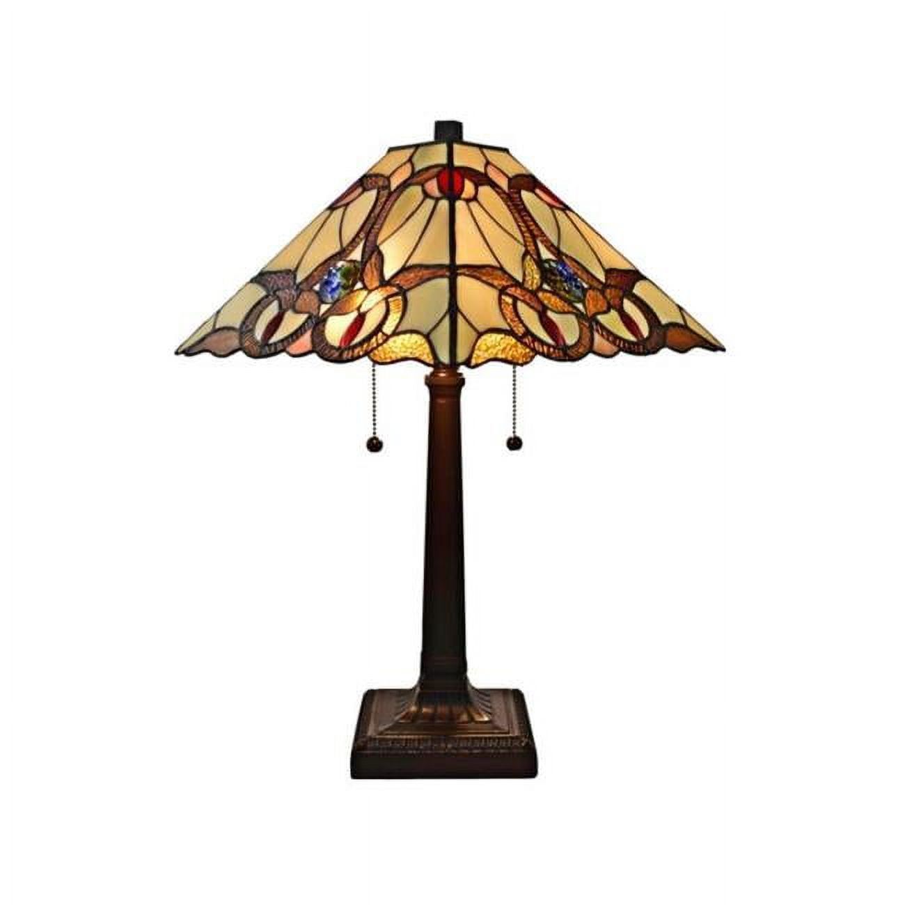 Antique Stained Glass Mission Style Table Lamp