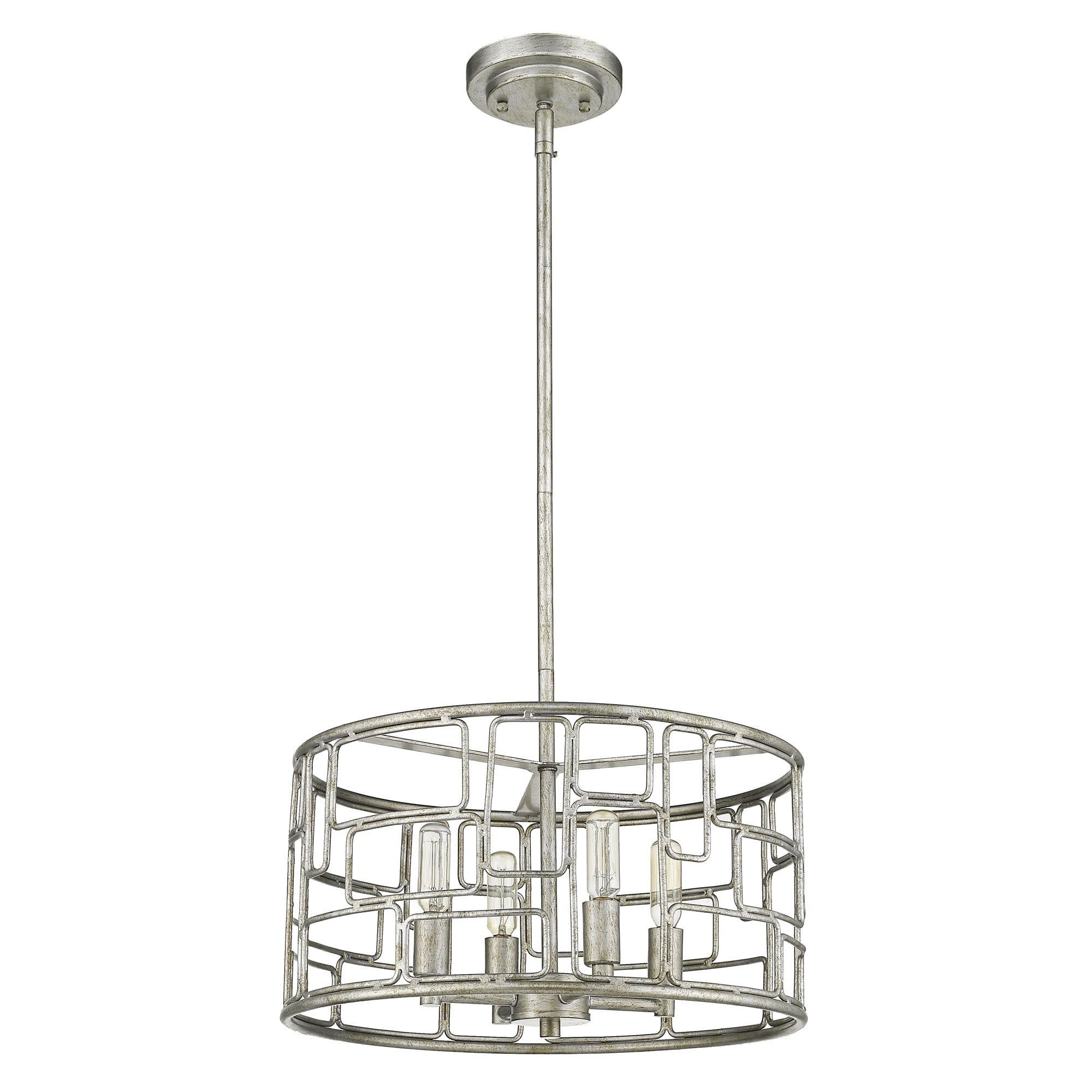 Amoret Convertible 16" Antique Silver Drum Pendant Light