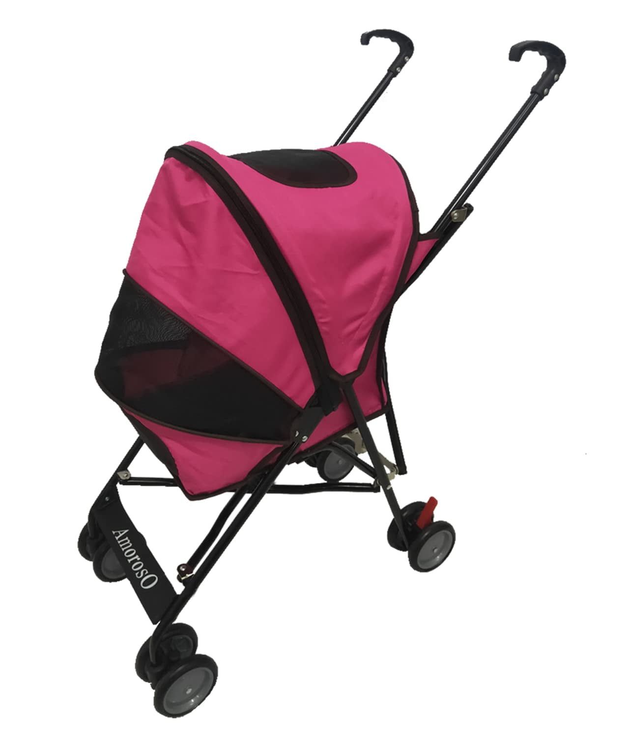 Amoroso Pink Single Pet Stroller with Mesh Window