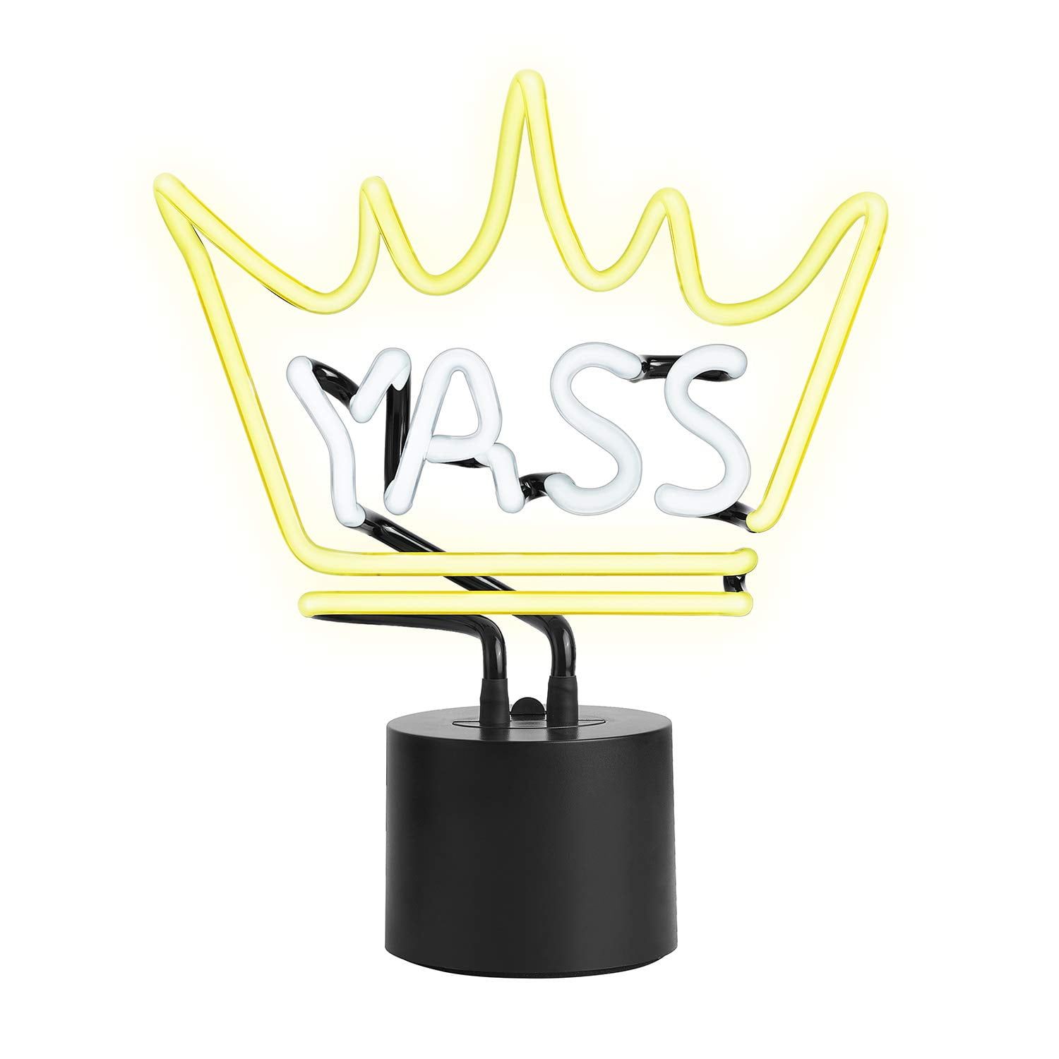 YASS Queen Yellow and White Neon Crown Desk Lamp