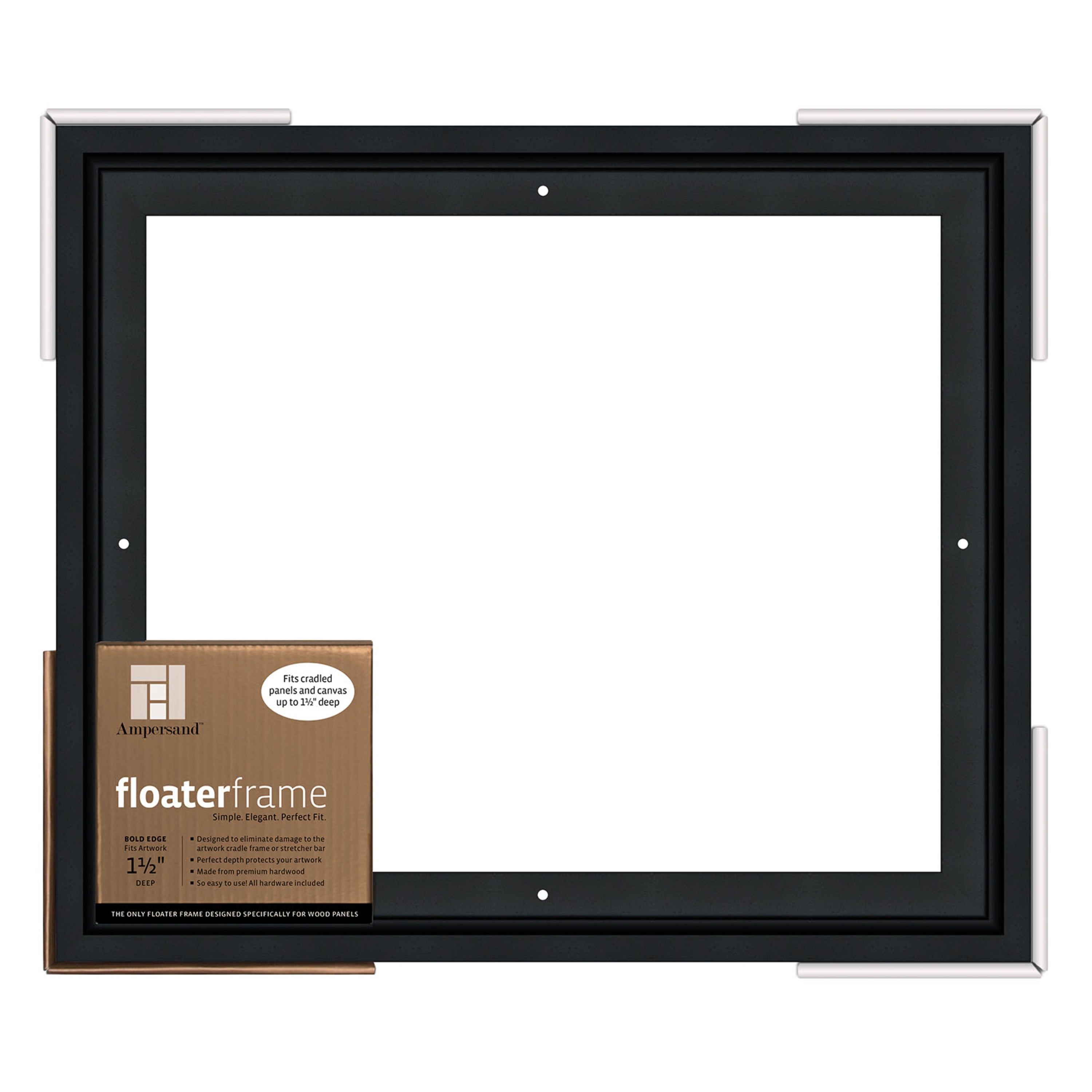 Black Rectangular Engineered Wood Floating Wall Frame