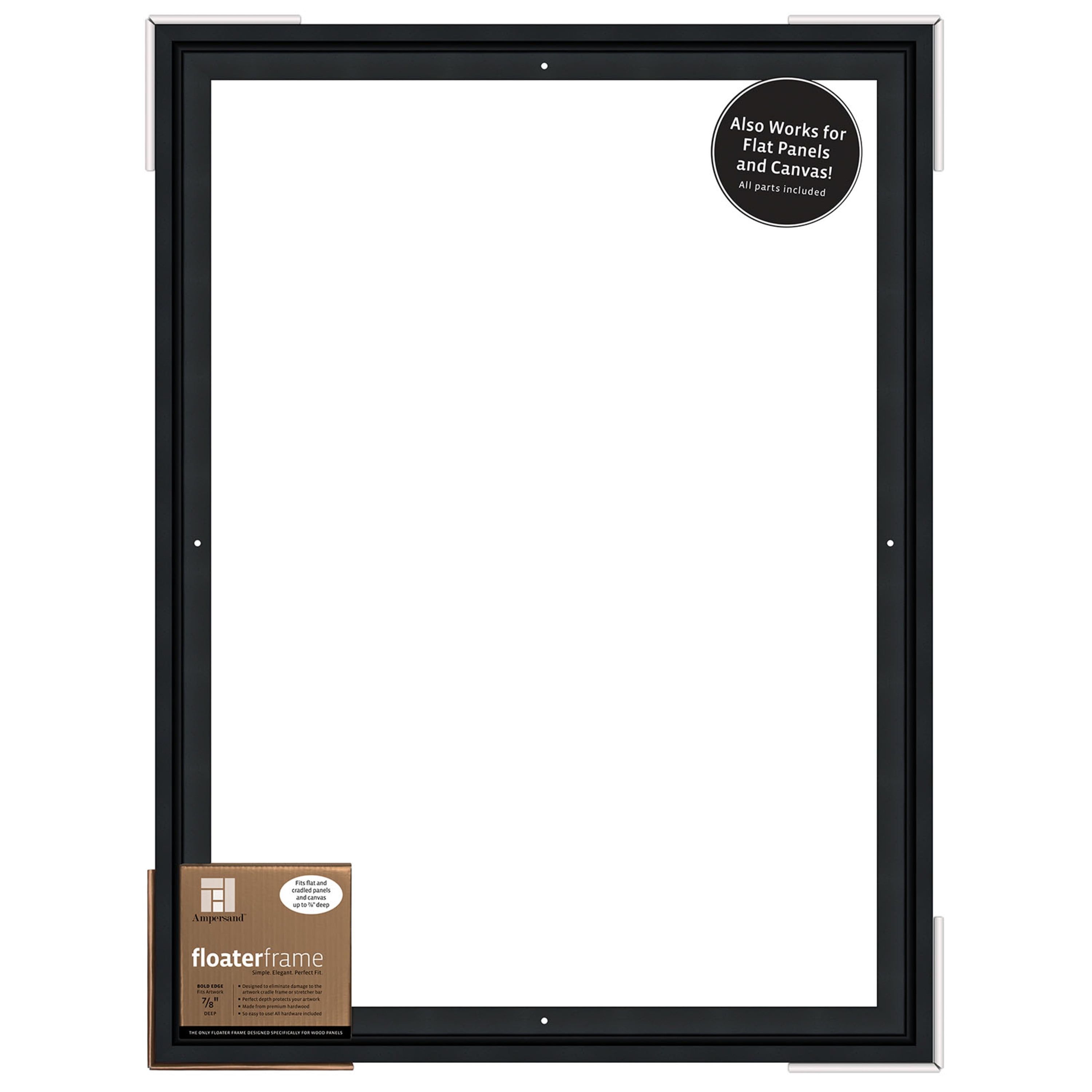 Elegant Black Wood Floating Frame for 18" x 24" Artwork