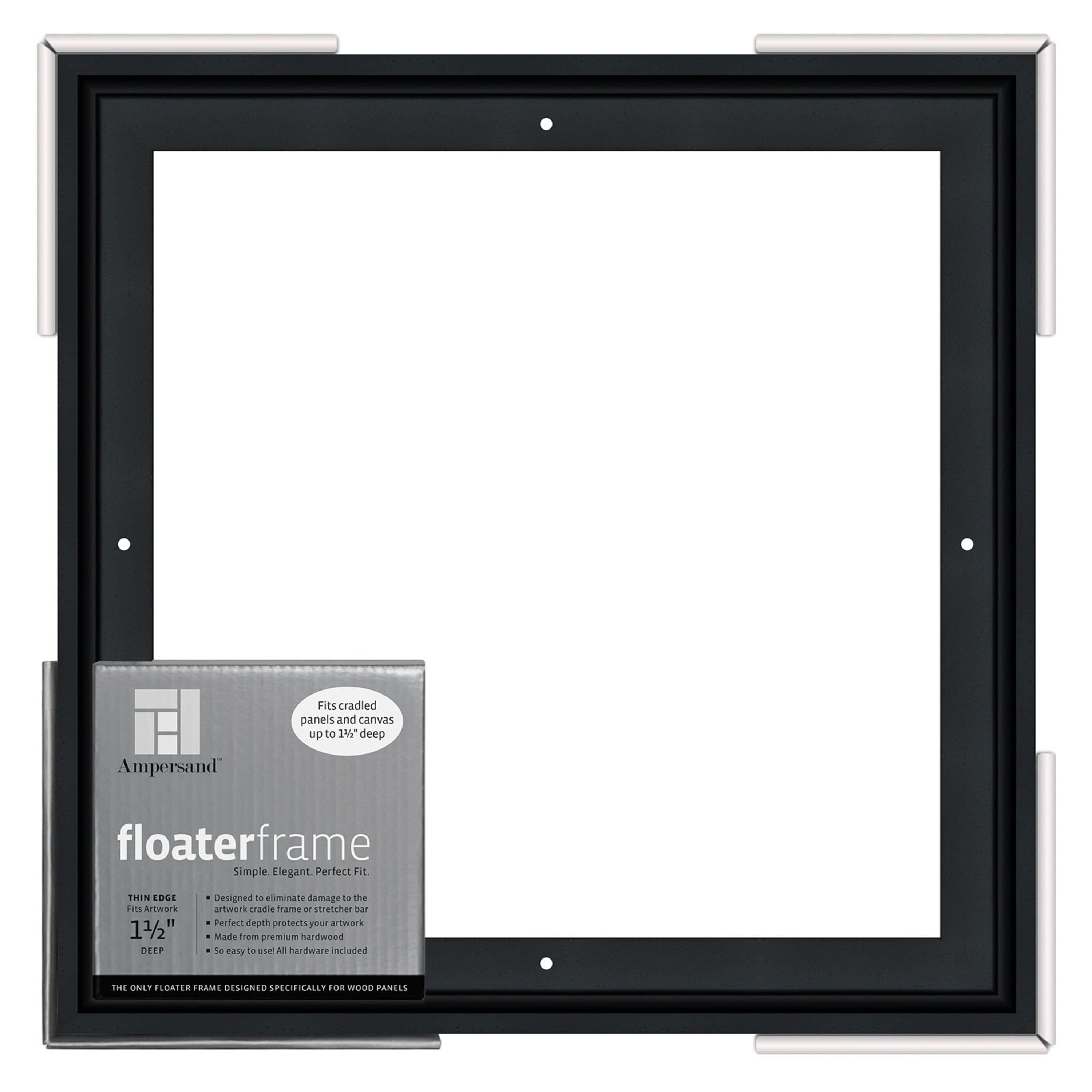 Elegant 12"x12" Wood Grain Floating Art Frame in Black