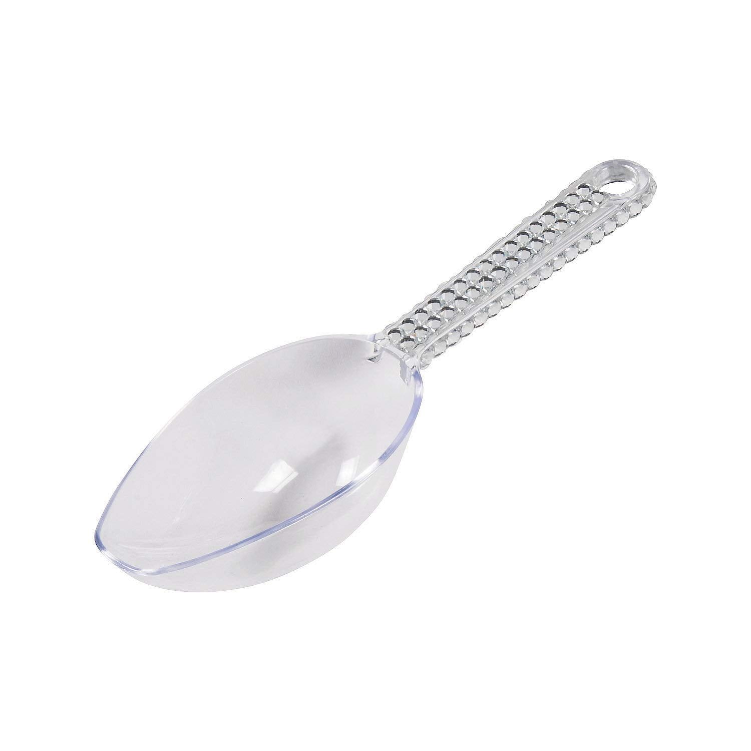 Clear Acrylic Scoop with Silver Gem Handle, 6.5 Inches