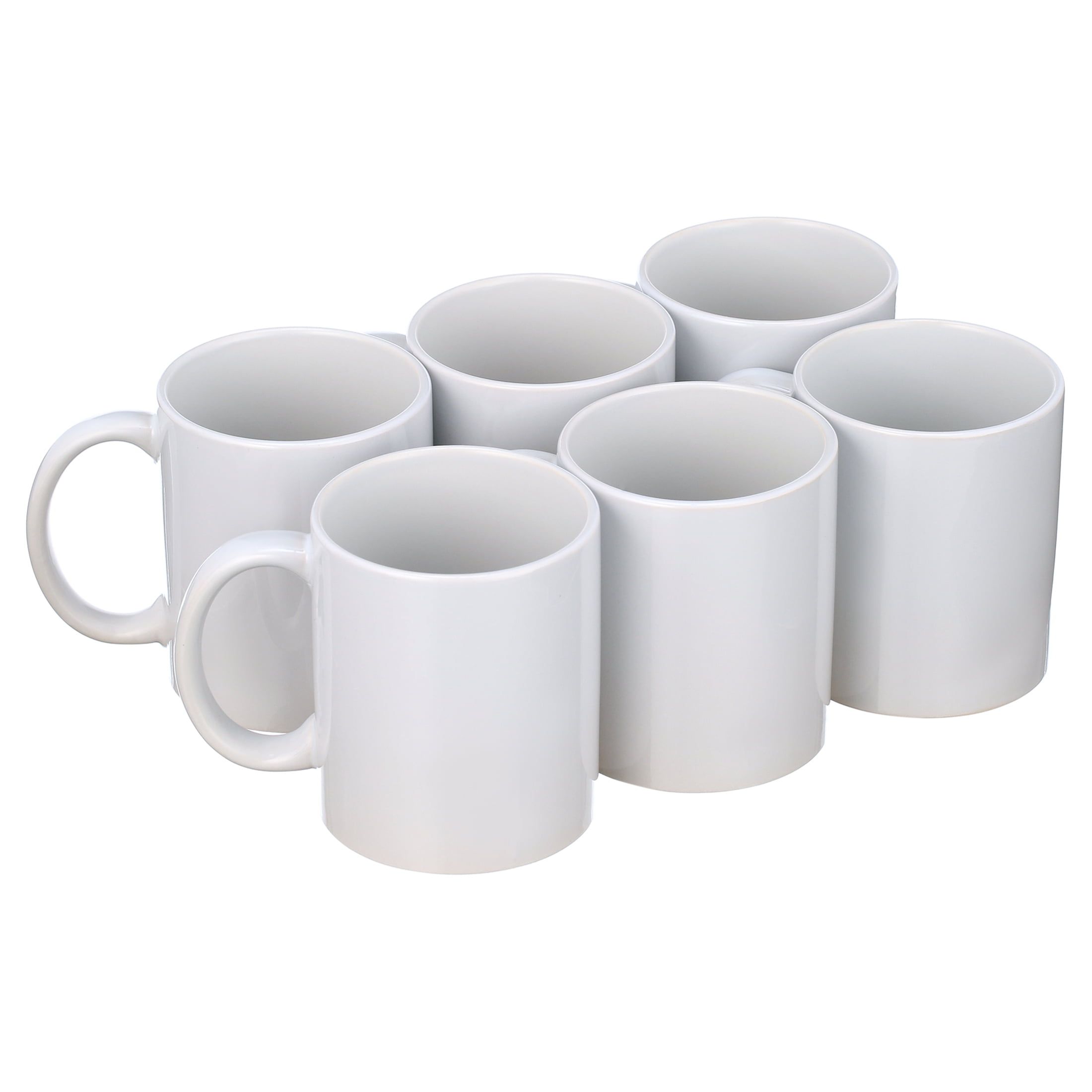 White Ceramic 11 oz Microwave Safe Mug Set