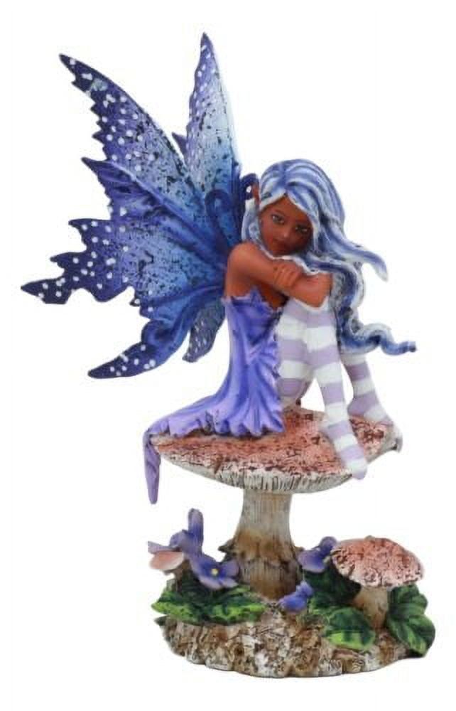 Violet Fairy on Toadstool Resin Figurine