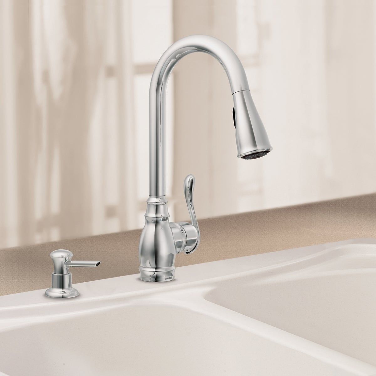Anabelle Chrome Single Handle Pull-Down Kitchen Faucet