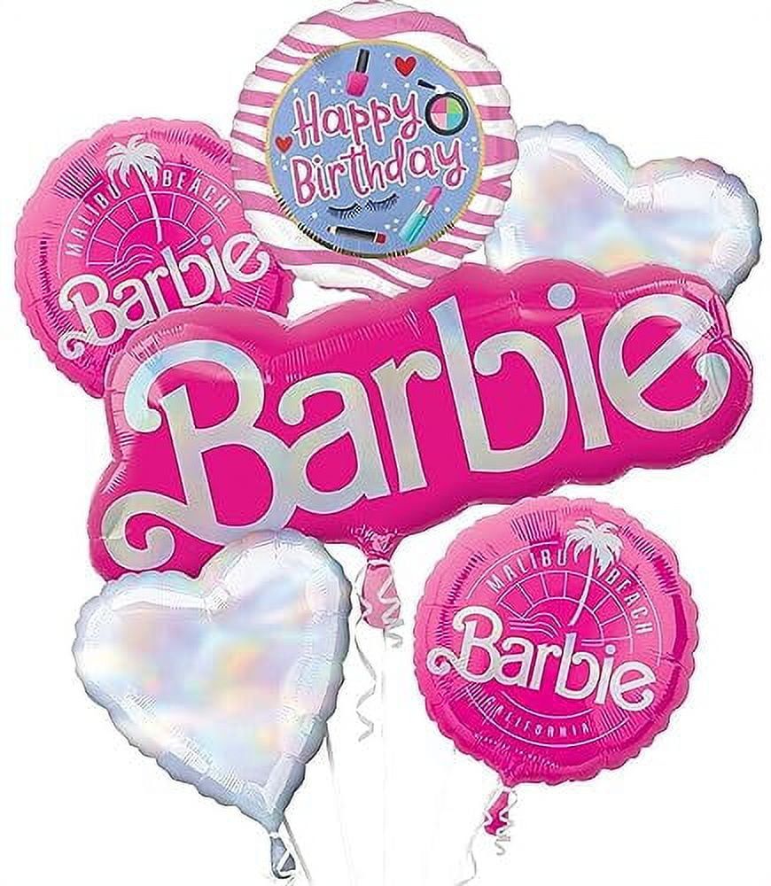 Barbie Pink and Iridescent Foil Birthday Balloon Set