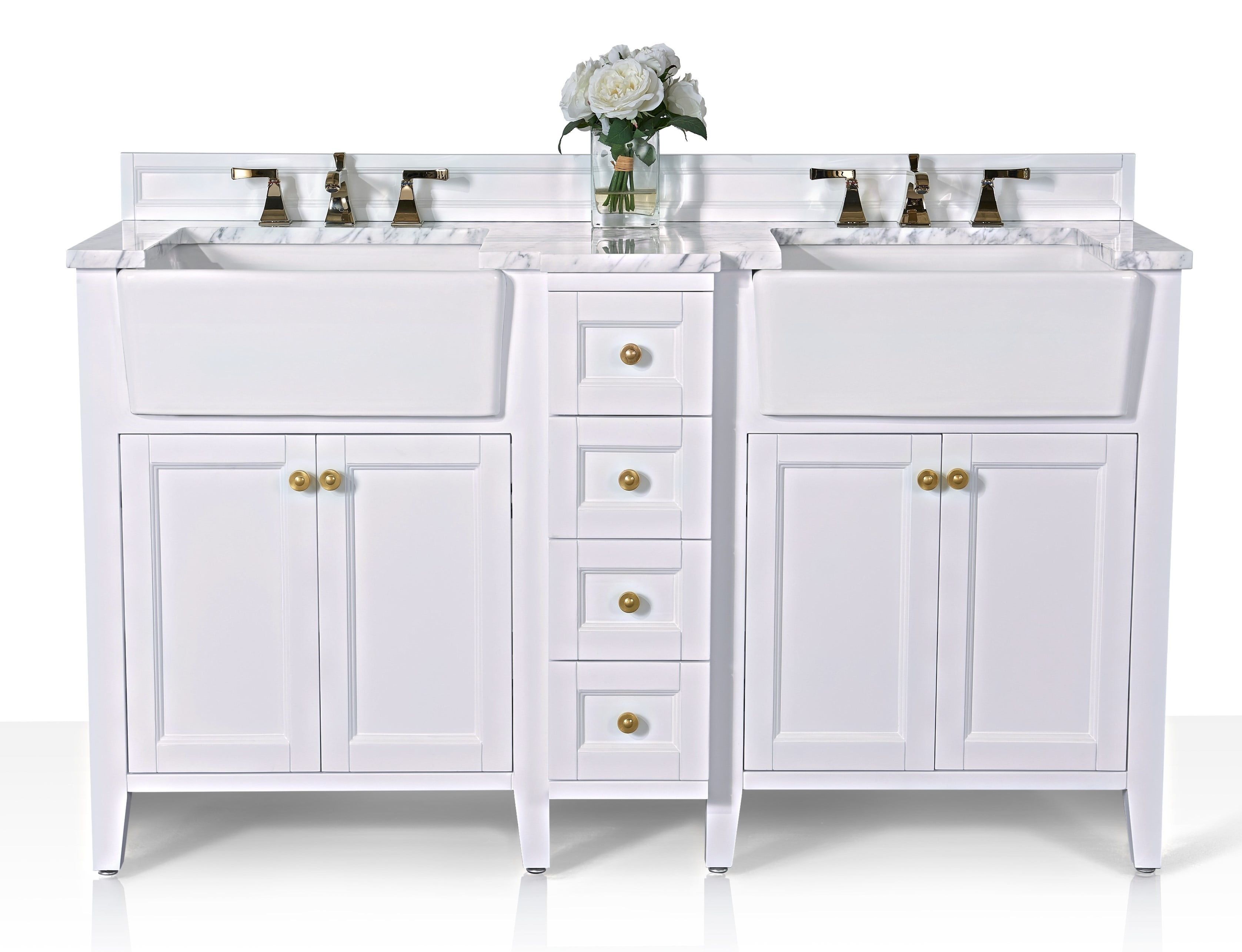 Adeline 60'' White Double Farmhouse Wood Vanity