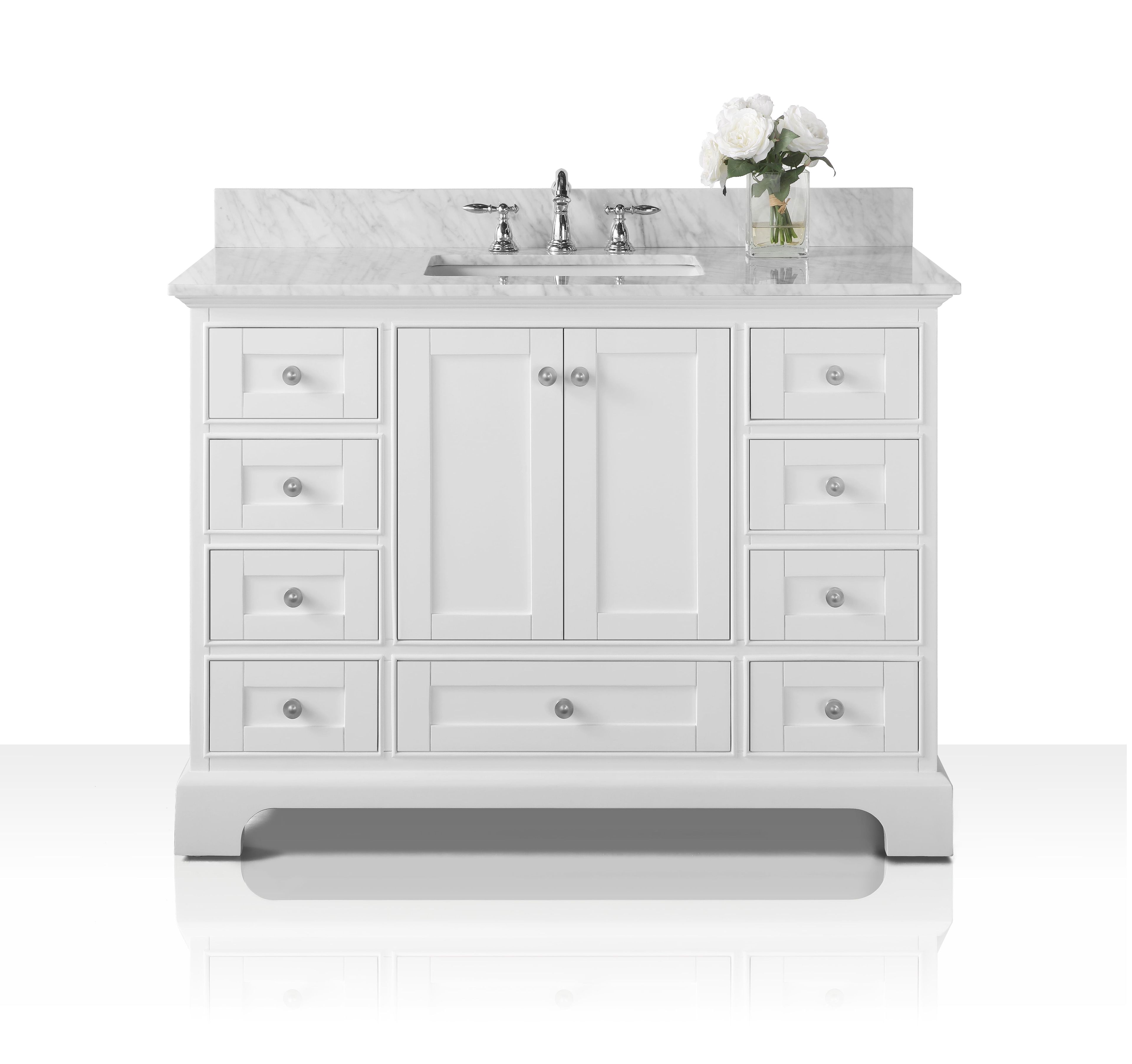 Audrey 48'' White Marble Top Single Sink Vanity