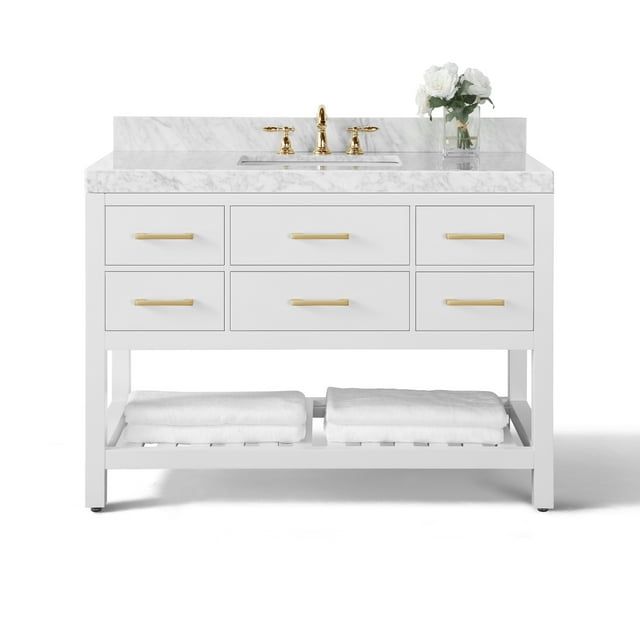 Elizabeth 48'' White Vanity with Gold Hardware