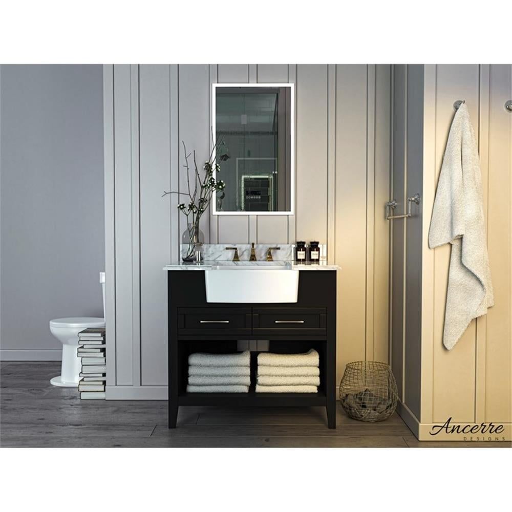 Hayley 36" Black Onyx Freestanding Bath Vanity with Marble Top