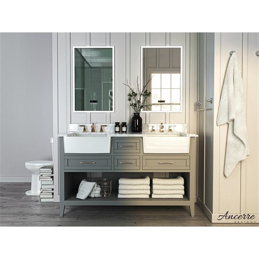 Hayley 60" Sea Cloud Gray Double Bath Vanity with Marble Top