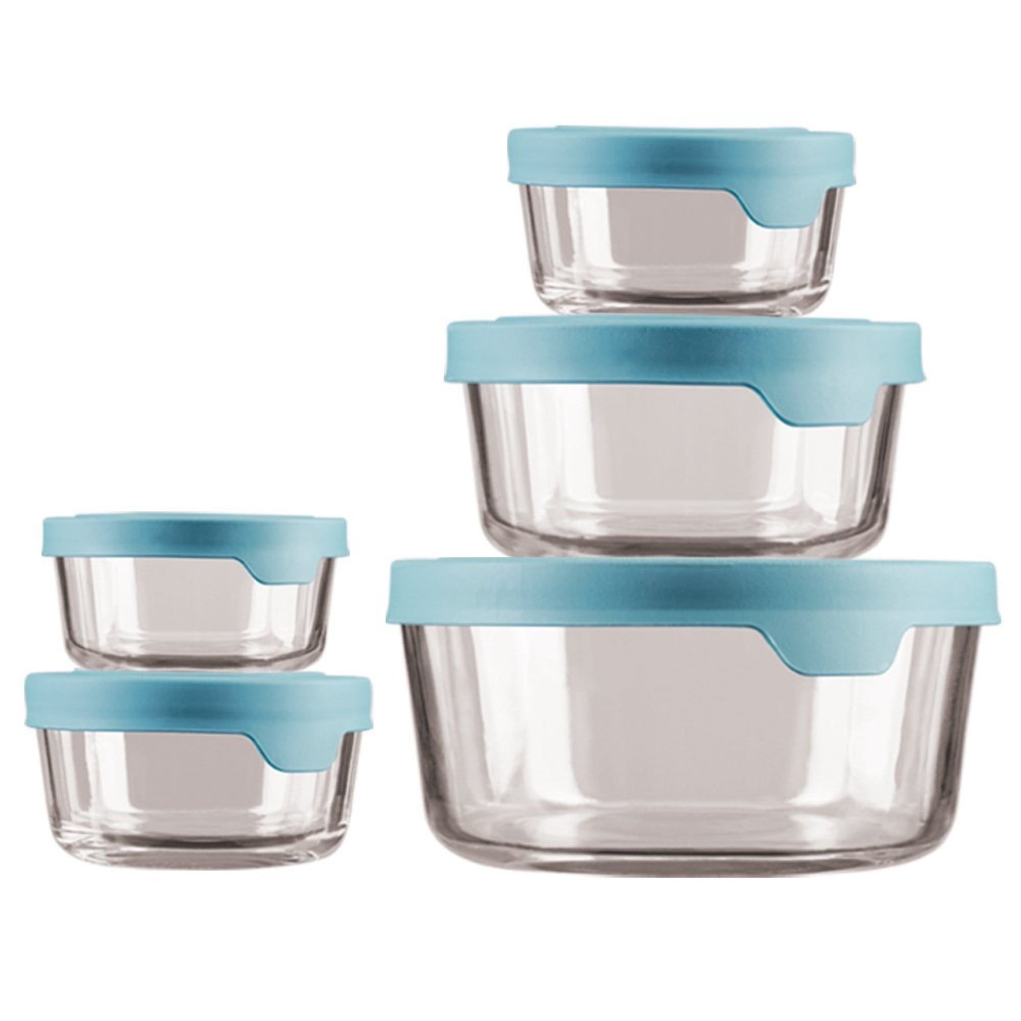 10-Piece Blue Glass Meal Prep Bowl Set