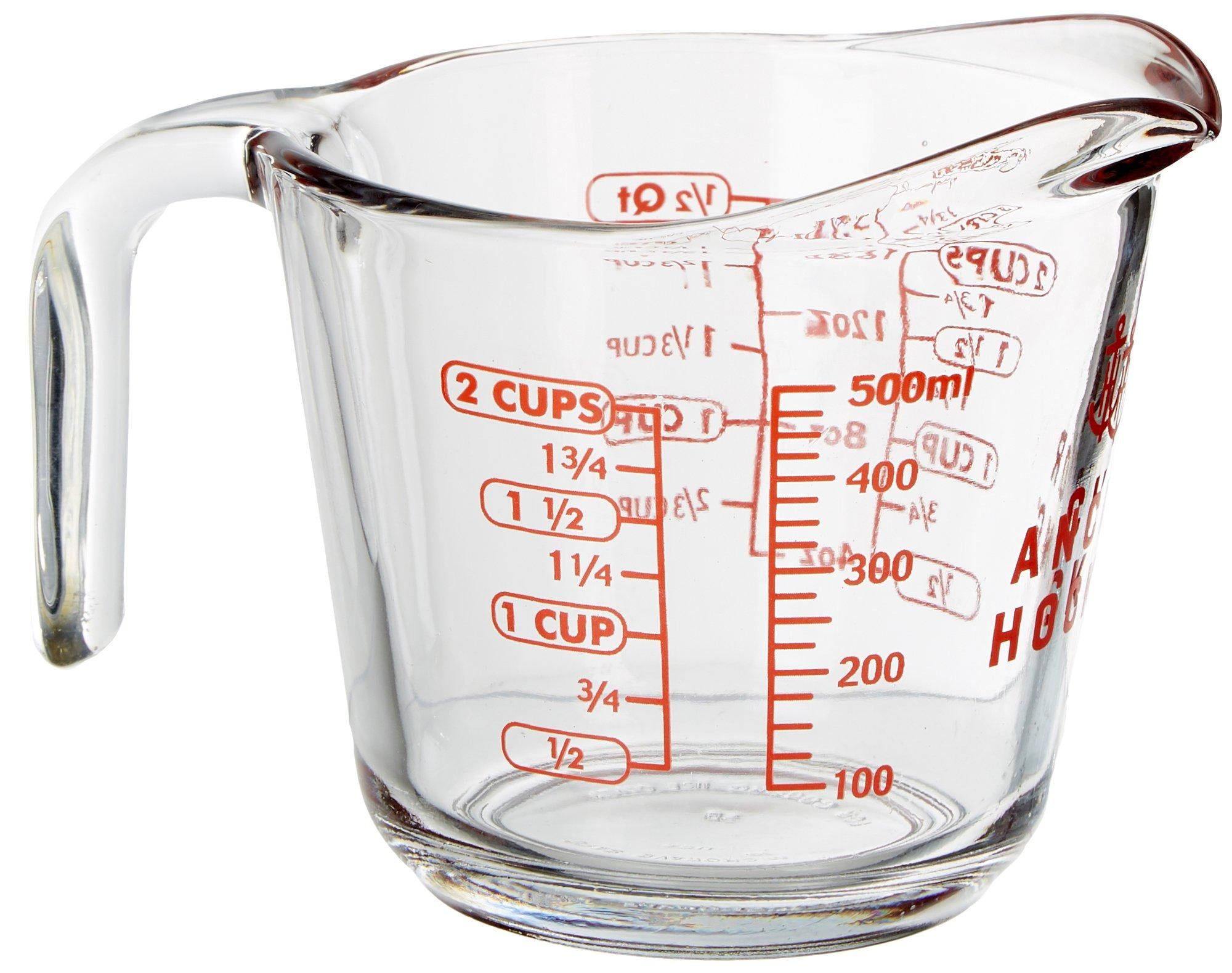 Anchor Hocking 16 Oz Clear Glass Measuring Cup with Red Markings