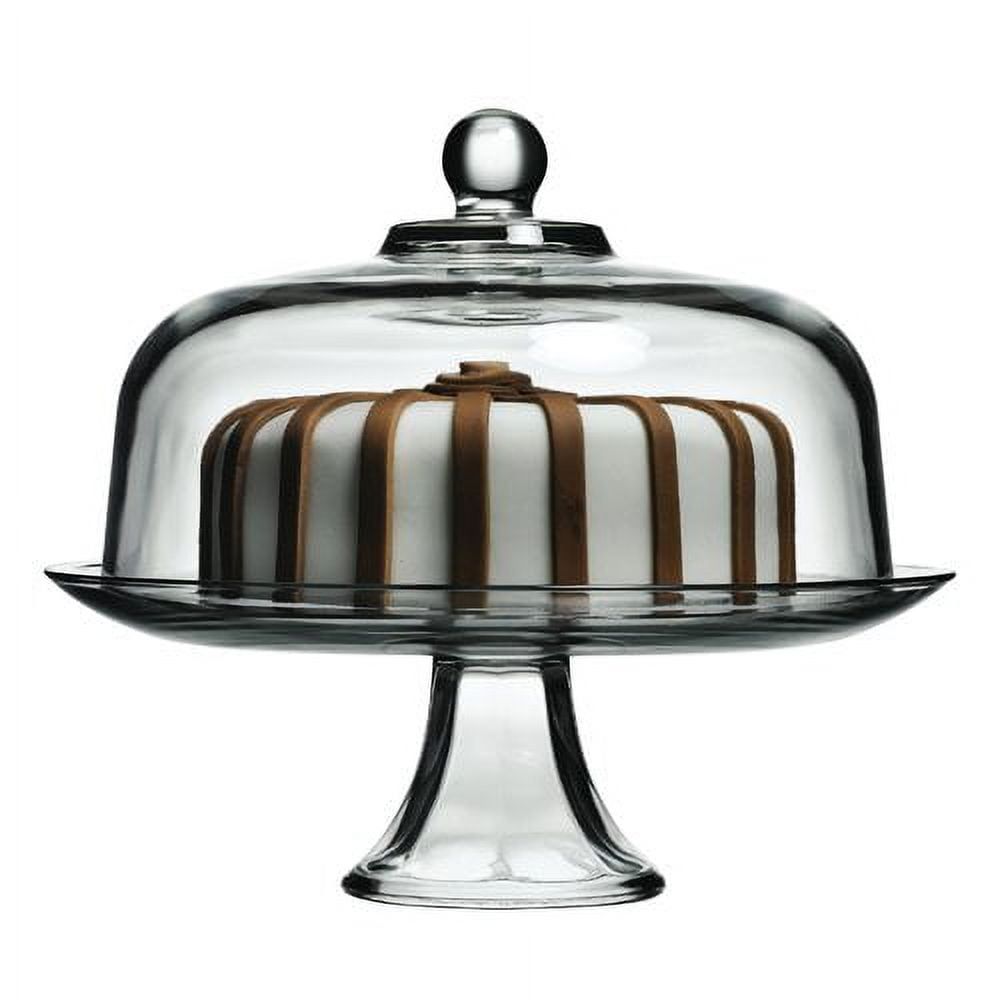 Clear Glass Round Cake Stand with Dome, 13 x 13 x 12 inches