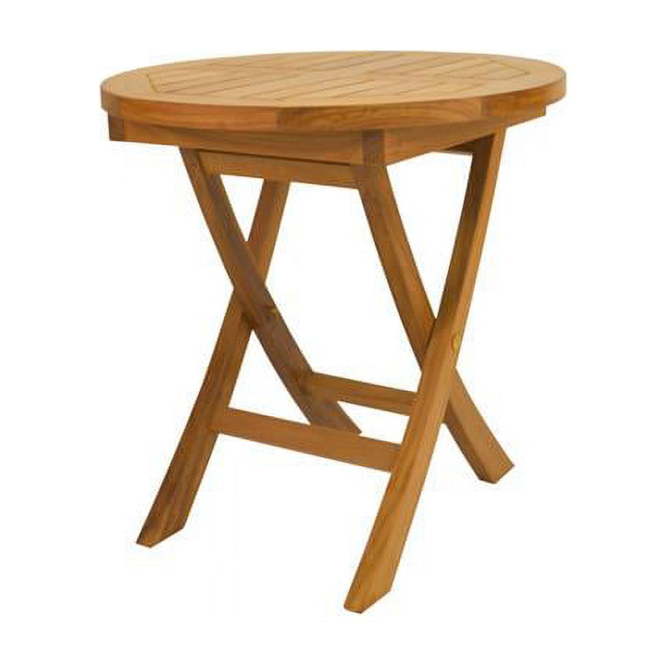 Compact Bahama 20" Round Teak Folding Side Table