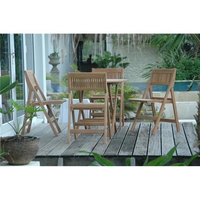 Windsor Natural Teak Round Folding Picnic Table Set