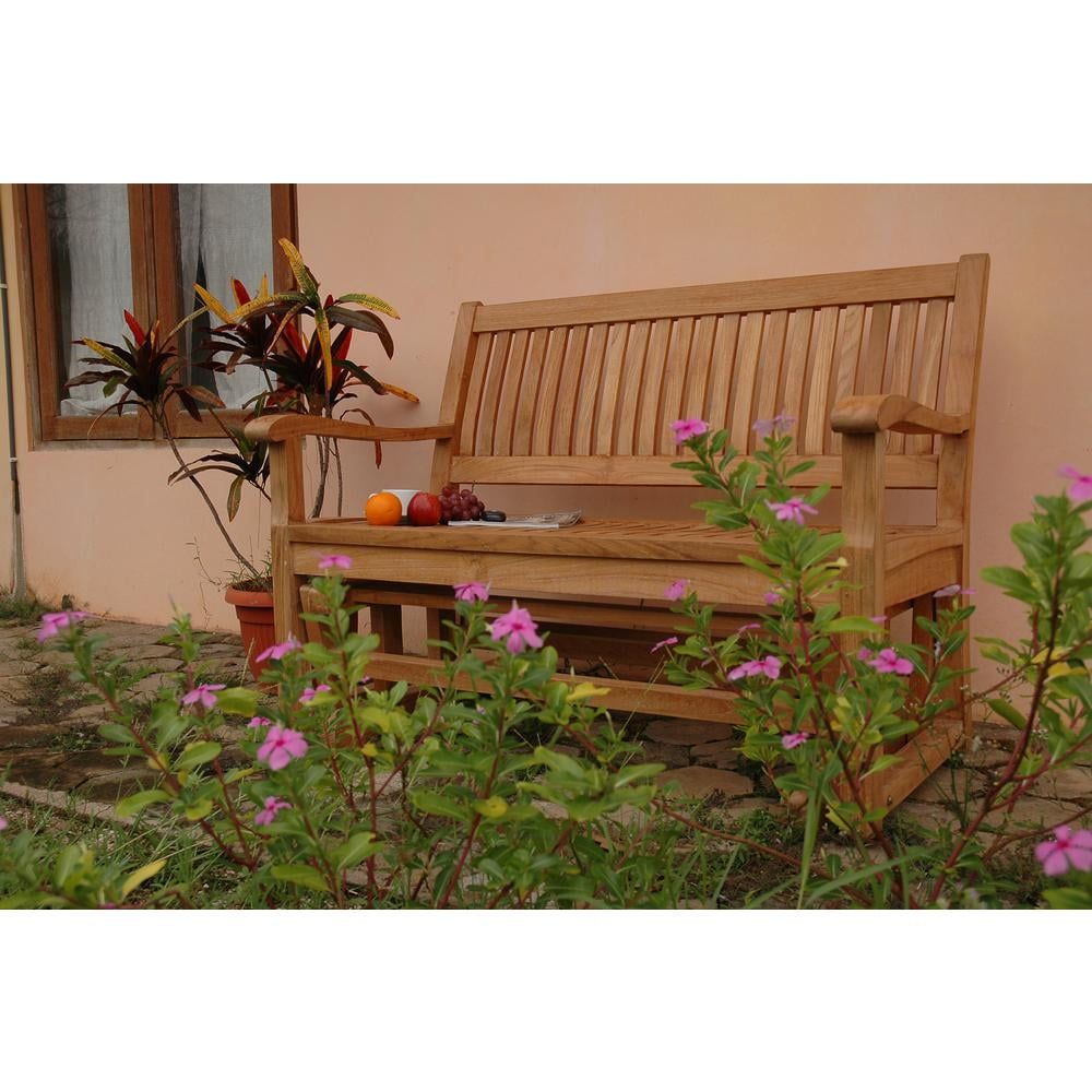 Natural Teak 4-Foot Outdoor Glider Bench