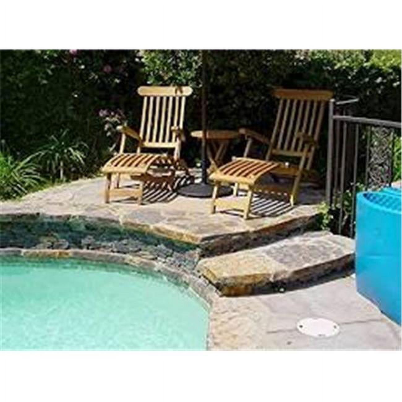 Bahama Natural Teak 3-Piece Patio Bistro Set with Royal Steamer Armchairs